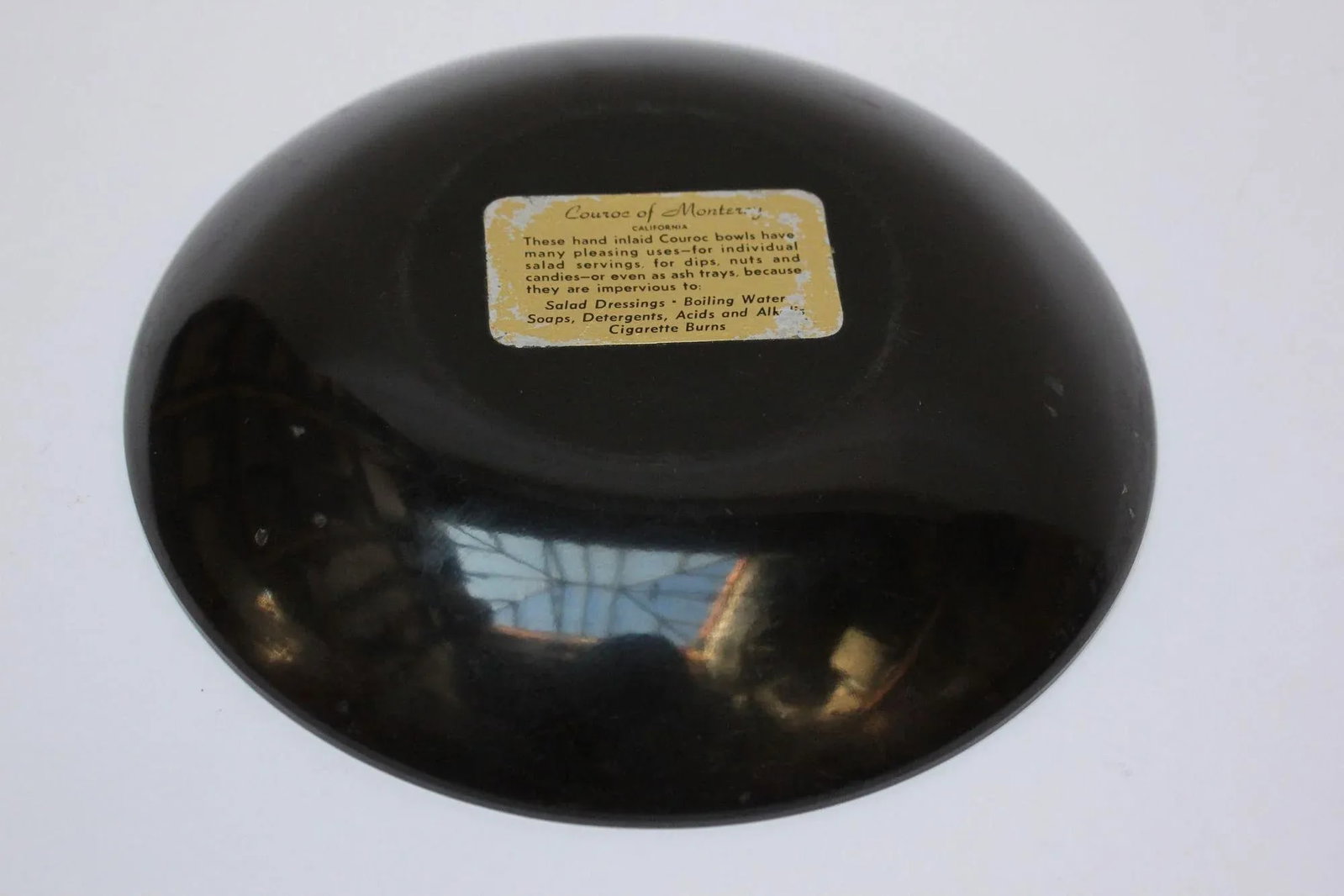 Set of Four Mid-Century Black Resin Inlaid Couroc Hunting Motif Plates - 6