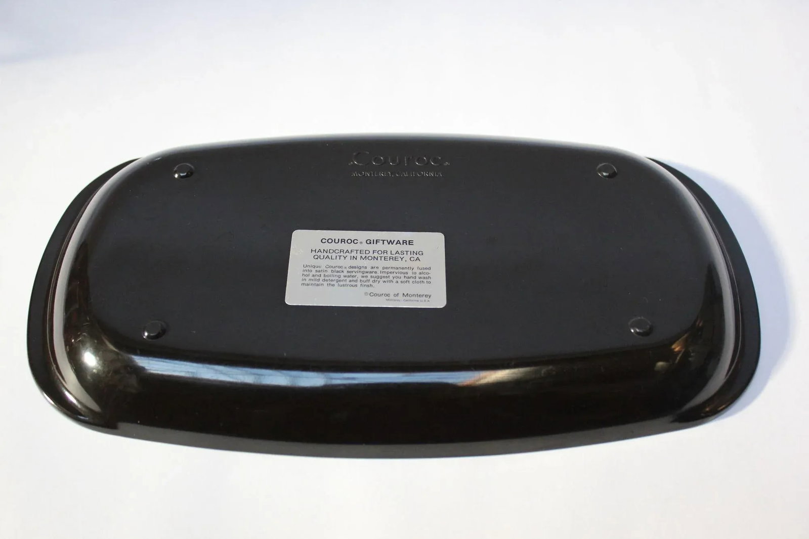 Mid-Century Black Resin Inlaid Native American/Southwest Style "Pottery Bowl With Deer" Tray by Cour - 5