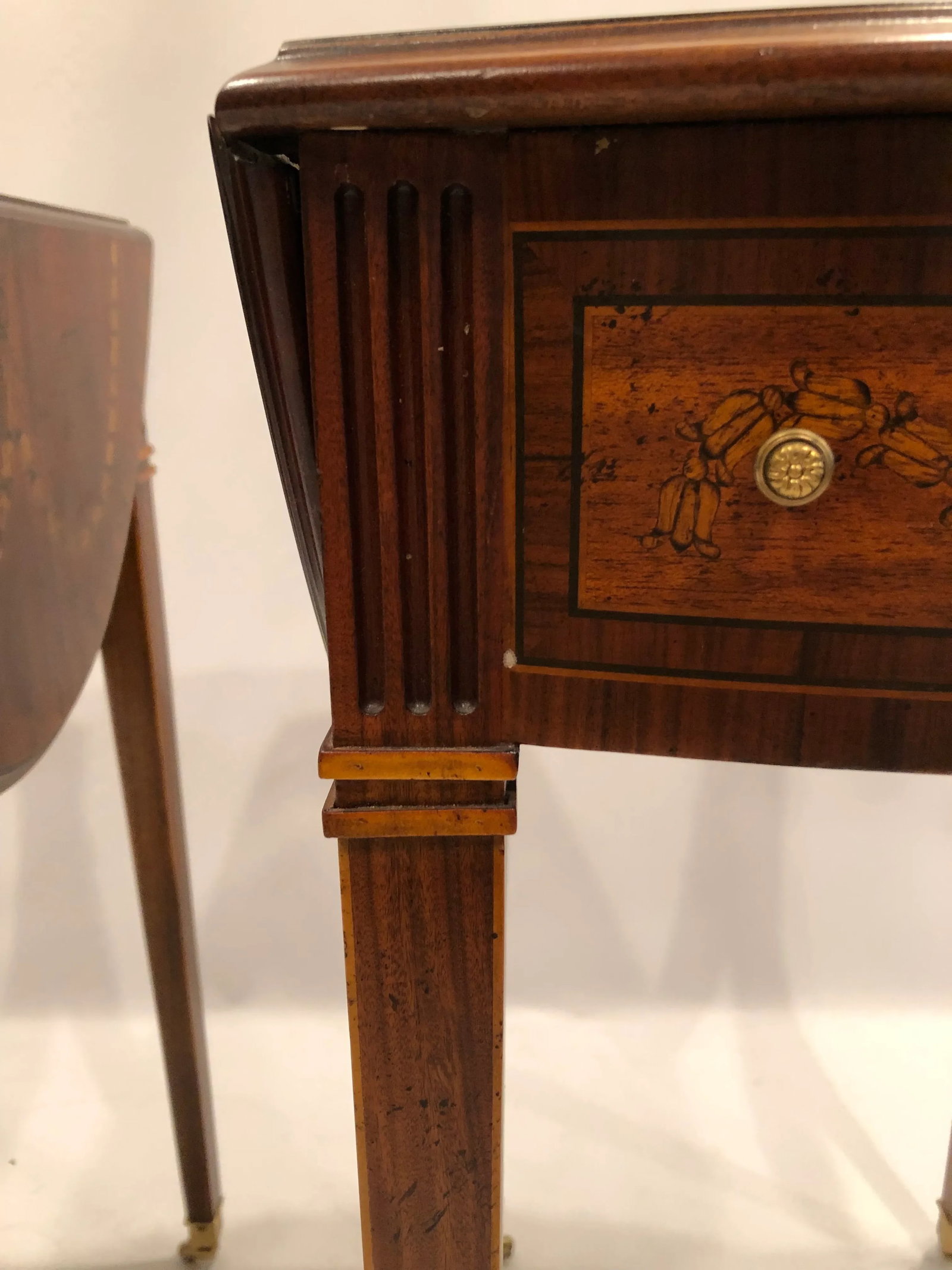 Maitland Smith Drop Leaf Inlaid Wood Side Tables- a Pair - 10