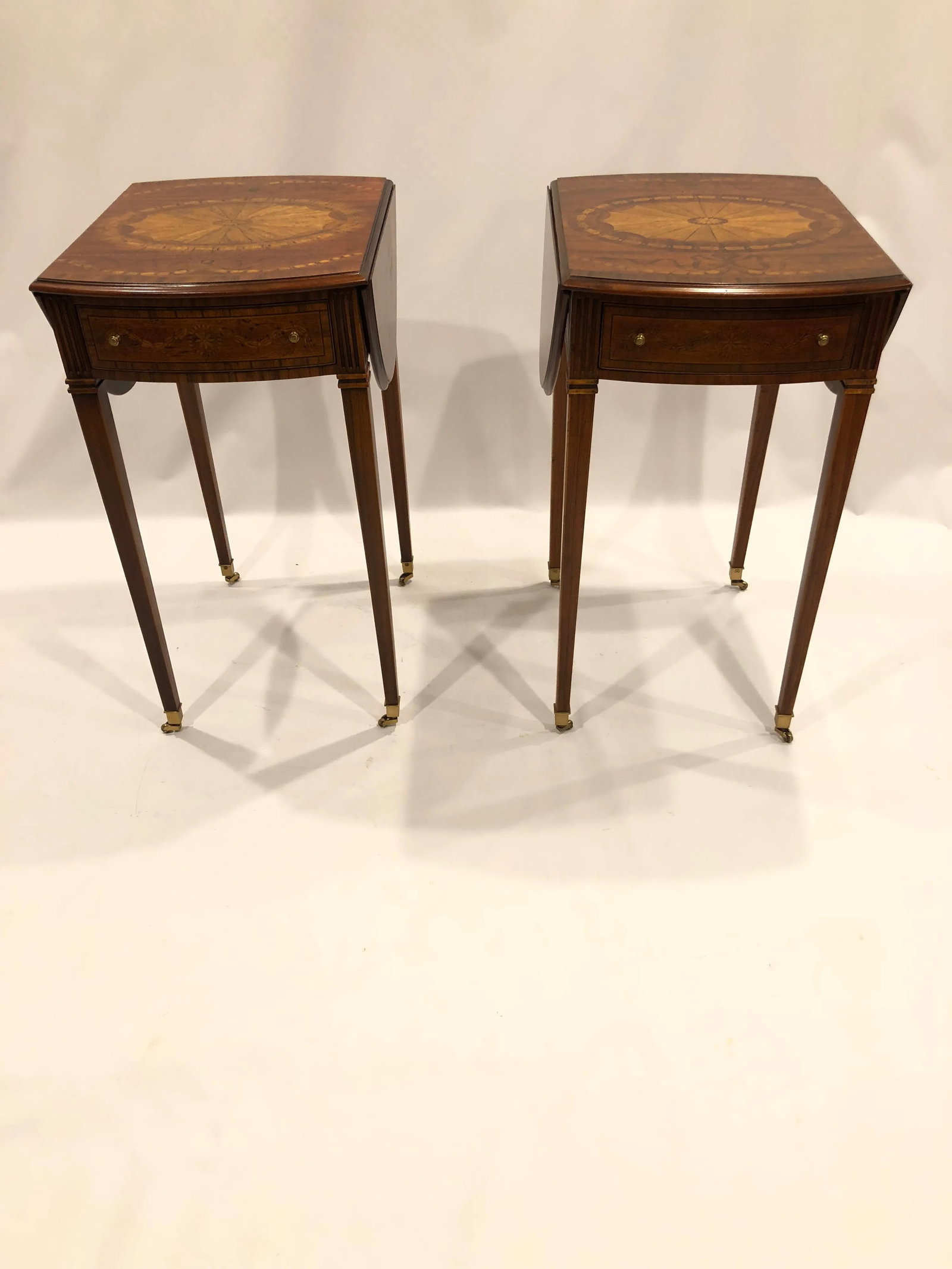 Maitland Smith Drop Leaf Inlaid Wood Side Tables- a Pair - 13
