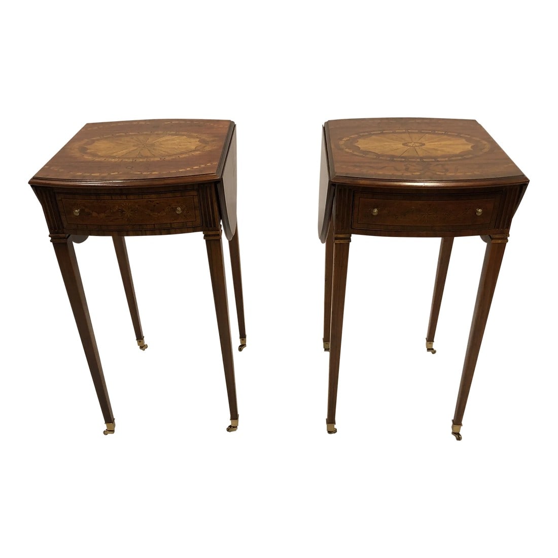 Maitland Smith Drop Leaf Inlaid Wood Side Tables- a Pair (1 of 13)