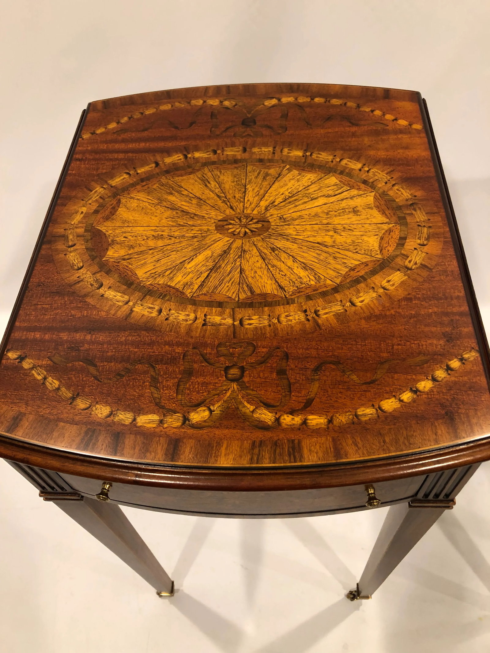 Maitland Smith Drop Leaf Inlaid Wood Side Tables- a Pair - 2