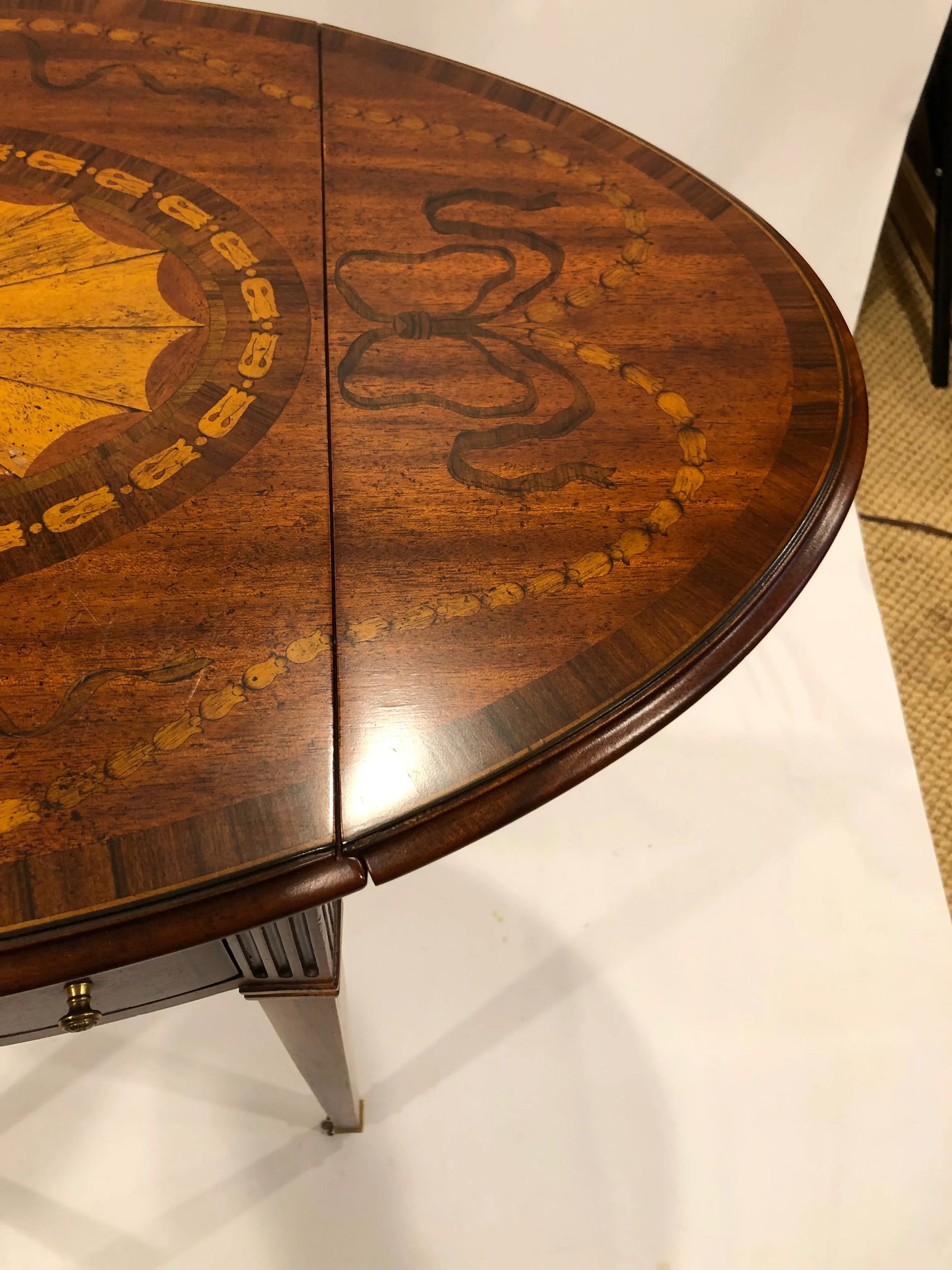 Maitland Smith Drop Leaf Inlaid Wood Side Tables- a Pair - 6