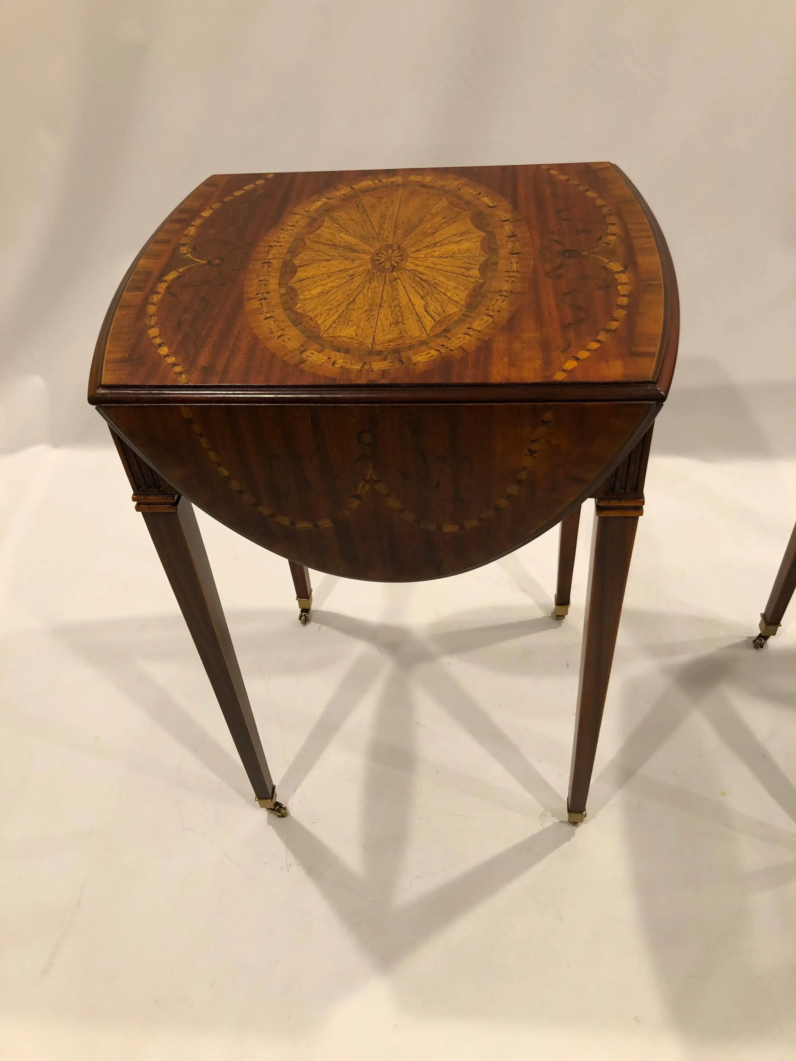 Maitland Smith Drop Leaf Inlaid Wood Side Tables- a Pair - 8