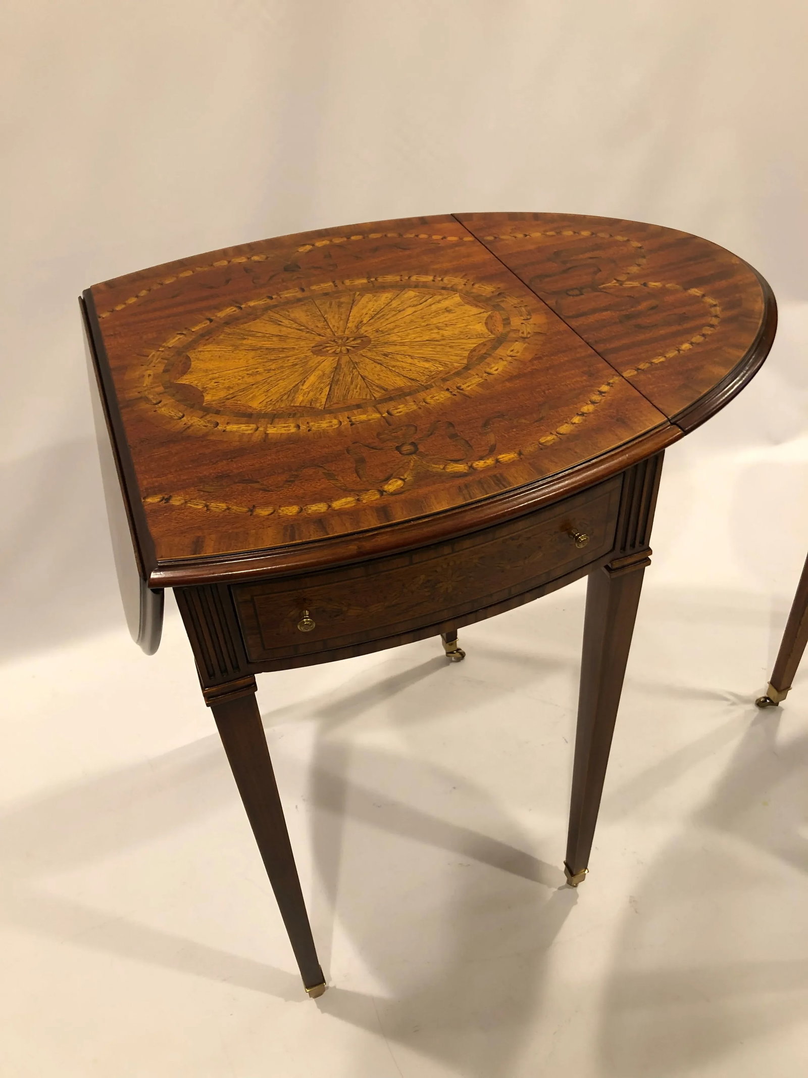 Maitland Smith Drop Leaf Inlaid Wood Side Tables- a Pair - 9