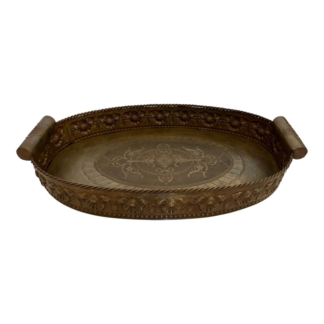 Continental Antique Oval Brass Gallery Tray (1 of 8)