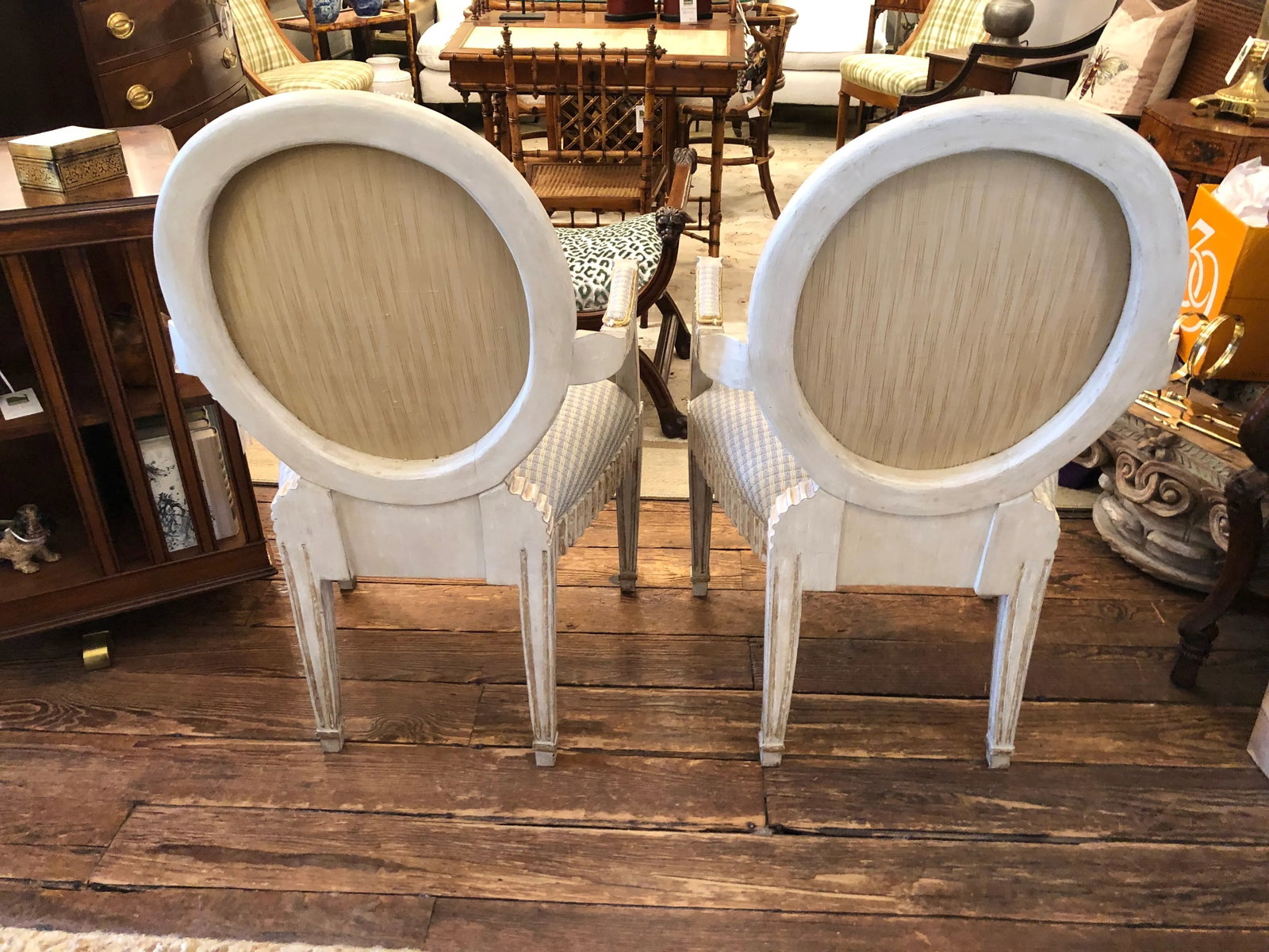 Faux Painted French Provincial Carved Wood Armchairs- a Pair - 2