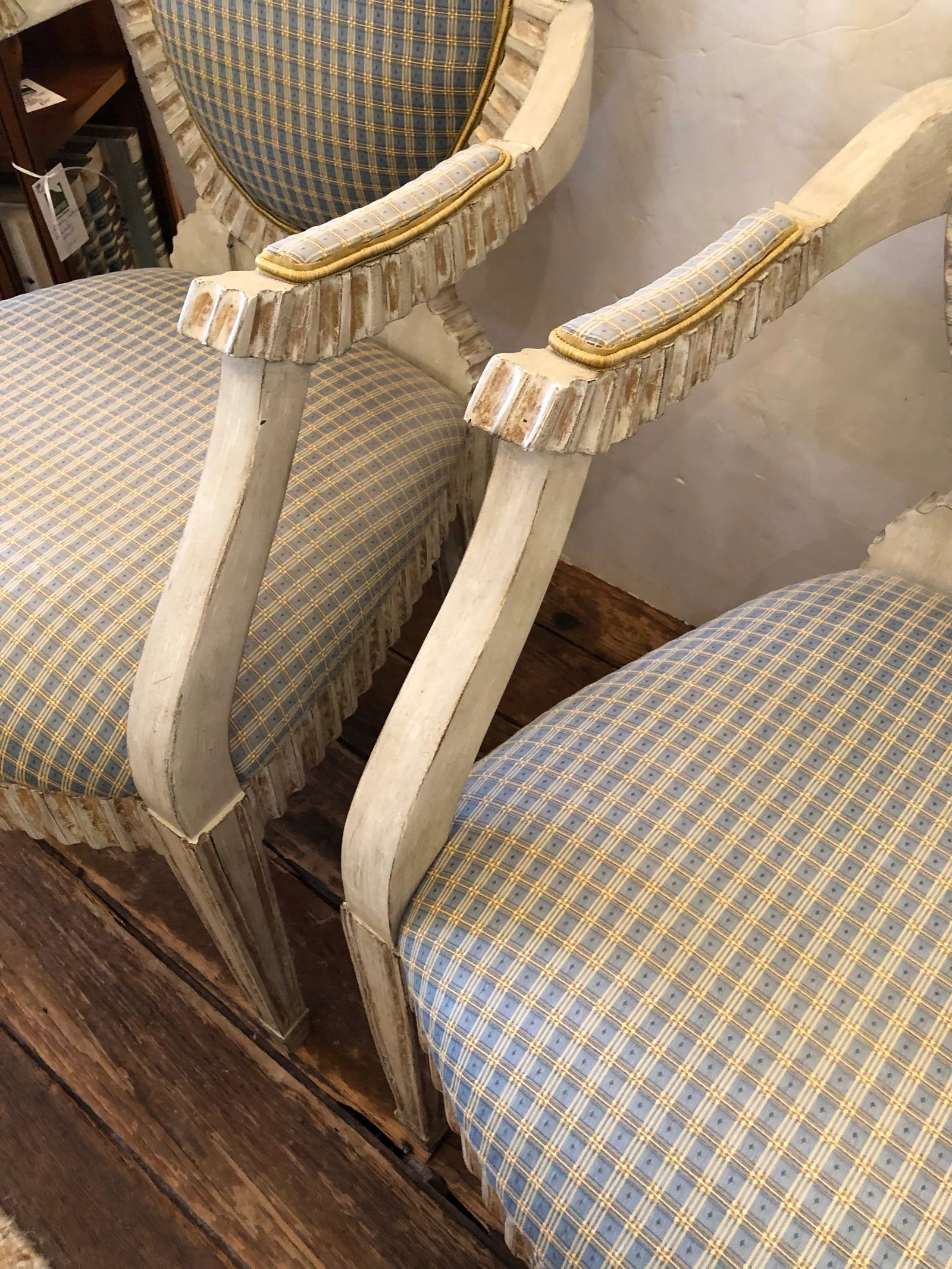 Faux Painted French Provincial Carved Wood Armchairs- a Pair - 4