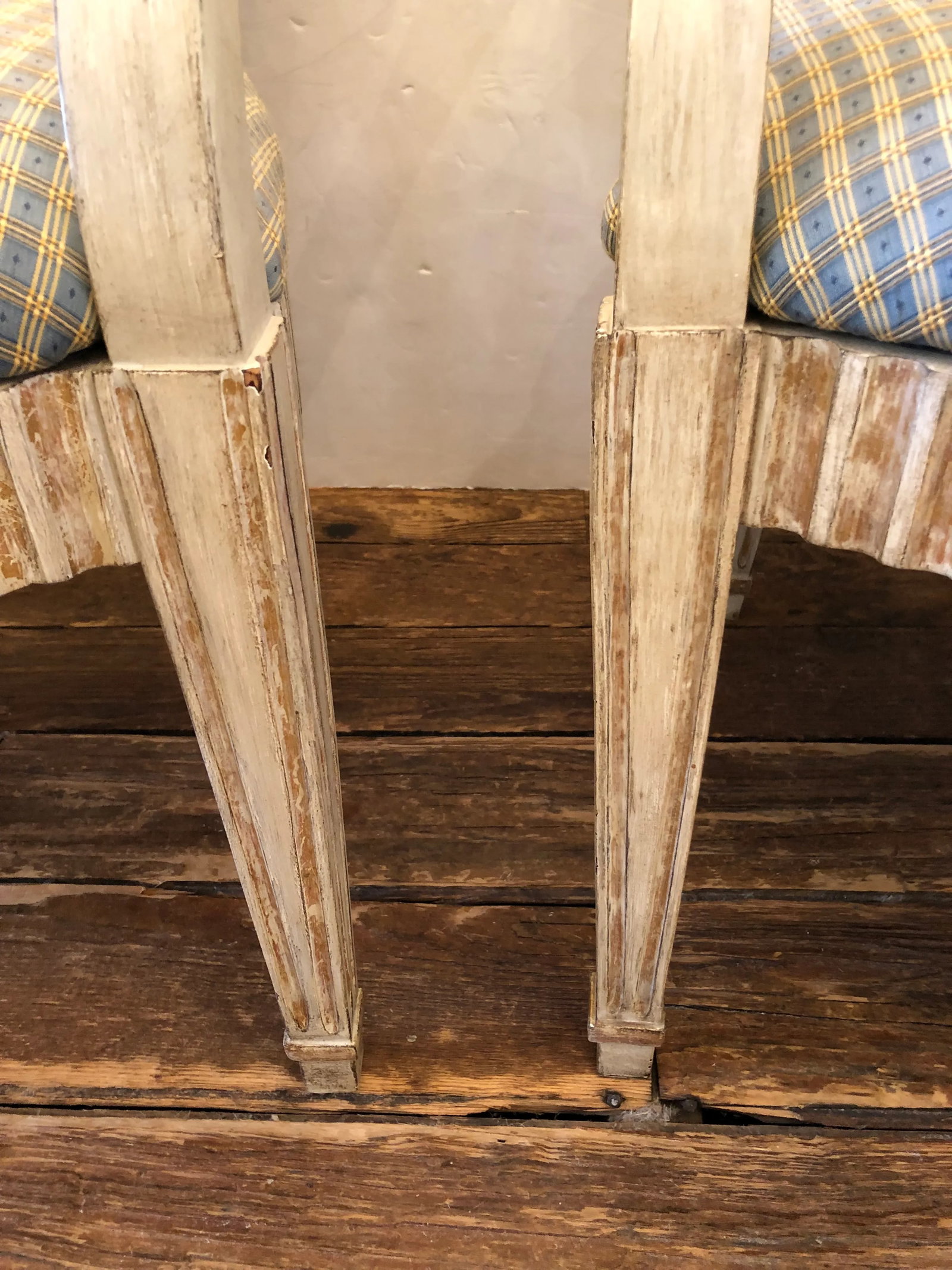 Faux Painted French Provincial Carved Wood Armchairs- a Pair - 7