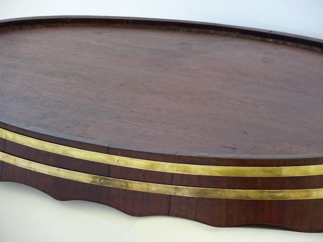 George III Oval Mahogany Tray With Fluted Edge - 6