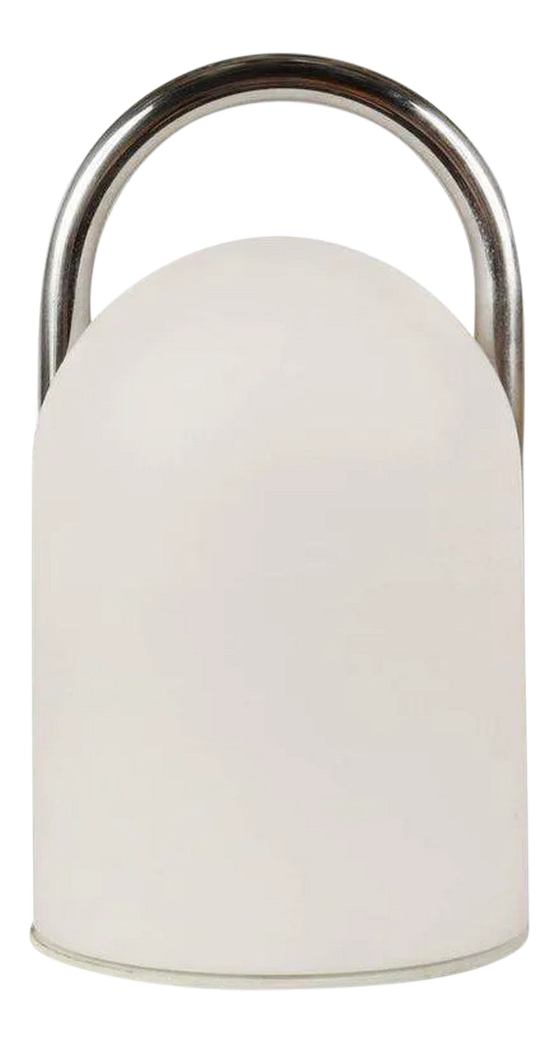 1980s Romolo Lanciani 'Tender' Table Lamp for Tronconi: 1980s Romolo Lanciani 'Tender' chrome andÂ glass table lamp for Tronconi. Executed in opaline glass and chromed metal finish, the 'Tender' is a modern takeÂ on 19th century railroad tender l