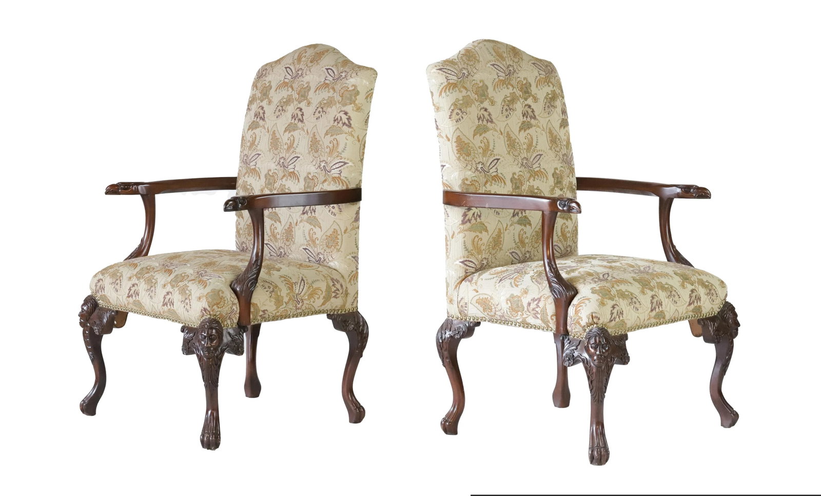 A Pair Vintage Rococo Style Open Armchair - 13