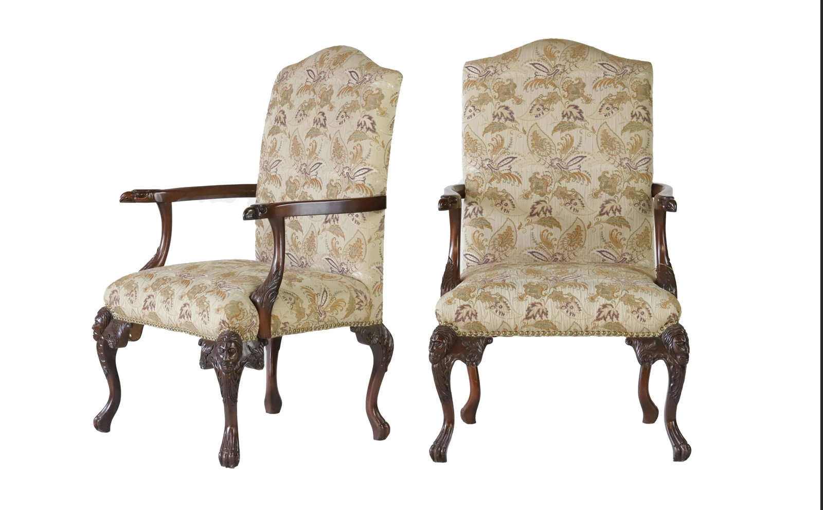 A Pair Vintage Rococo Style Open Armchair - 3