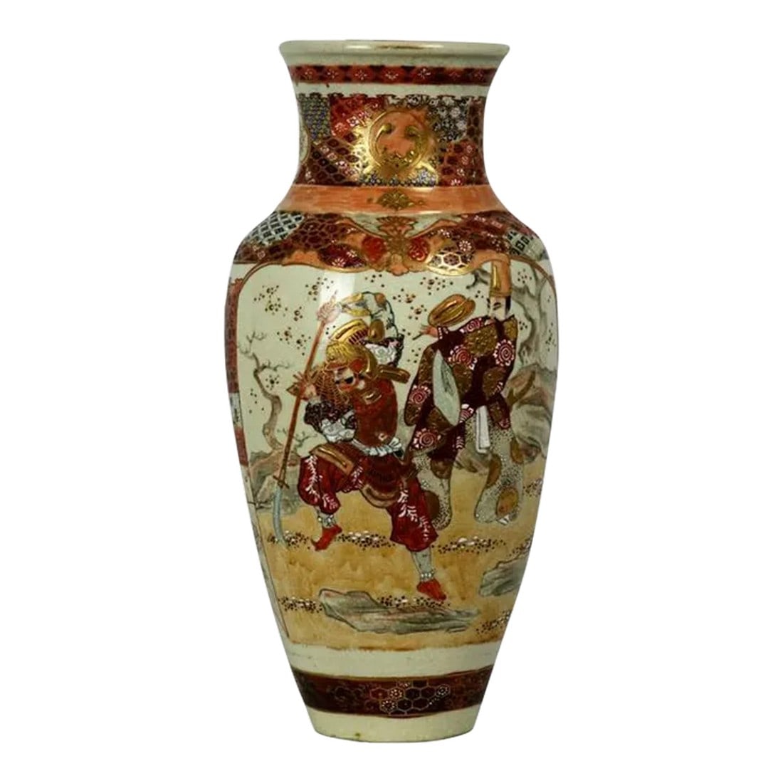 Late 19th Century Japanese Porcelain Vase: Japanese porcelain vase - 3.75" x 7.25" x 15.25" Samurai Daimyo Shogun Clan Antique Japanese Meiji Satsuma Ceramic Vase. Very skillfully done. Condition: Alterations: Unknown Imperfections: Some Imper