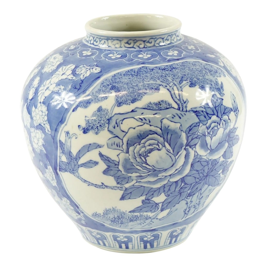 Antique Chinese Blue and White Porcelain Vase: This exquisite antique Chinese porcelain vase showcases the timeless elegance of blue and white craftsmanship. Adorned with intricate hand-painted florals and traditional natural motifs, the vase is