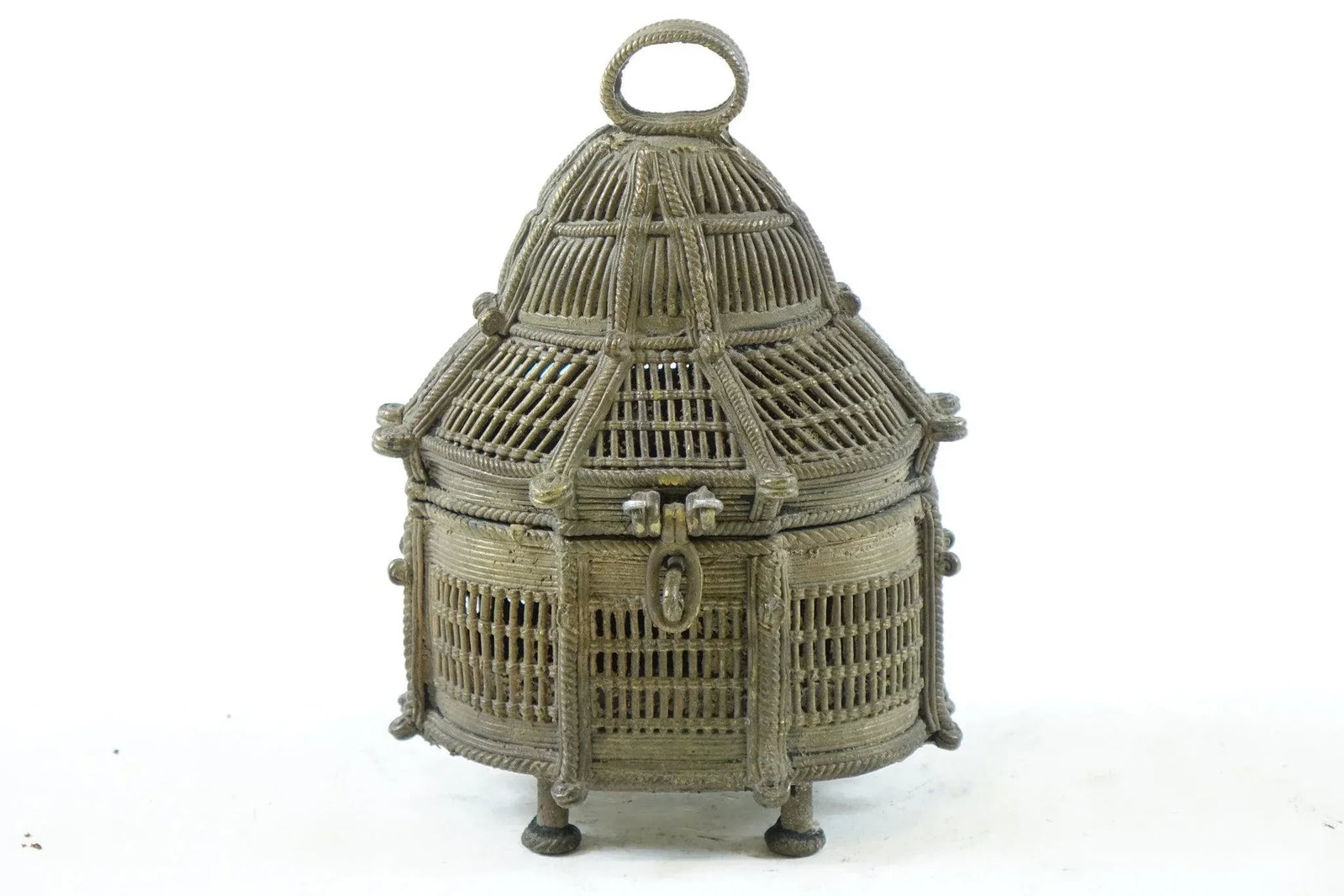 Antique Bronze Far East Covered Basket - 4
