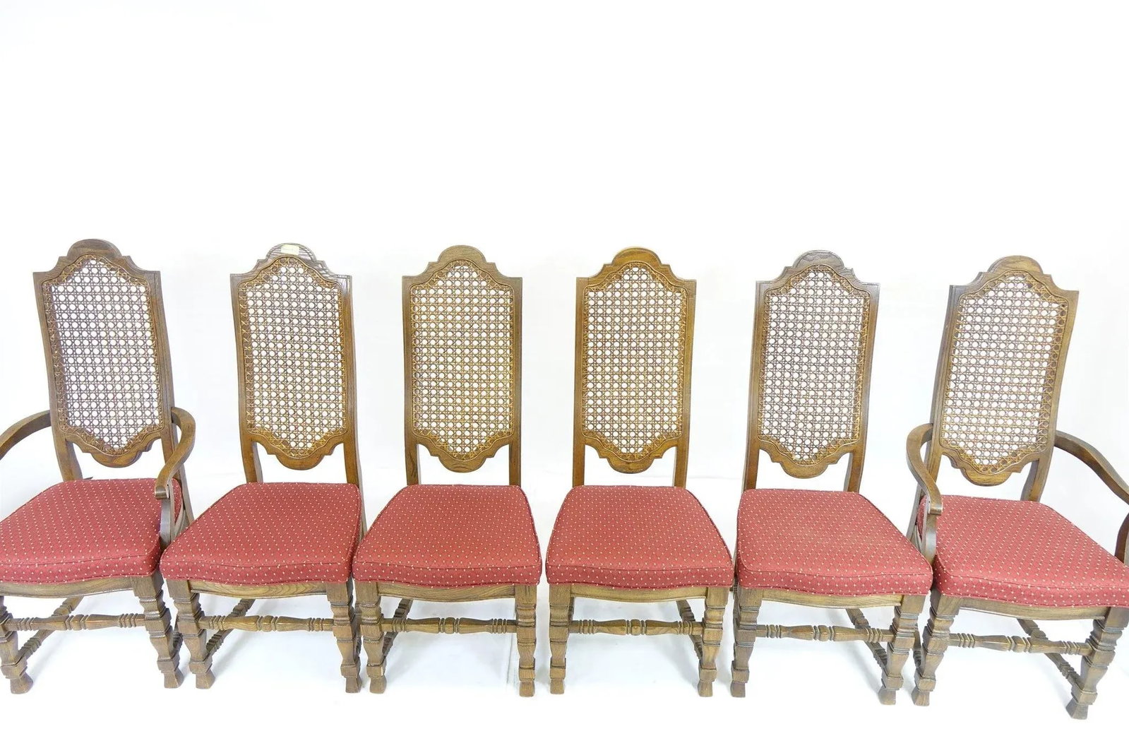 Vintage Wood Chairs Red Cushion - Set of 6 - 2