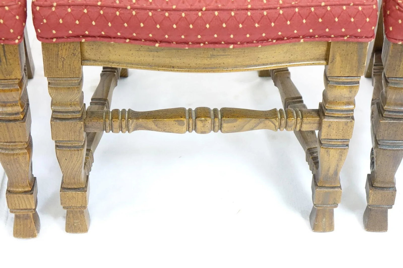 Vintage Wood Chairs Red Cushion - Set of 6 - 3