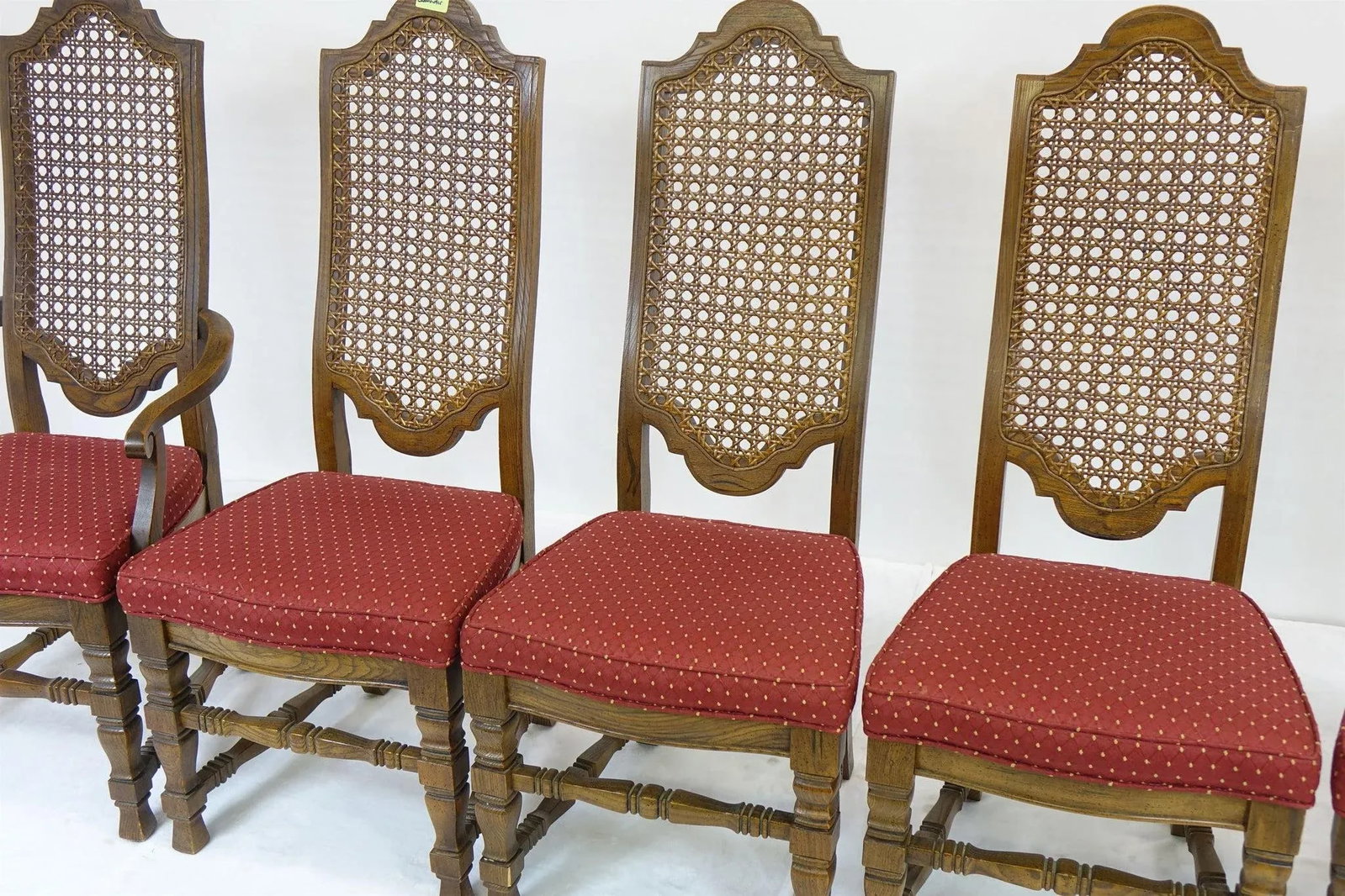 Vintage Wood Chairs Red Cushion - Set of 6 - 8
