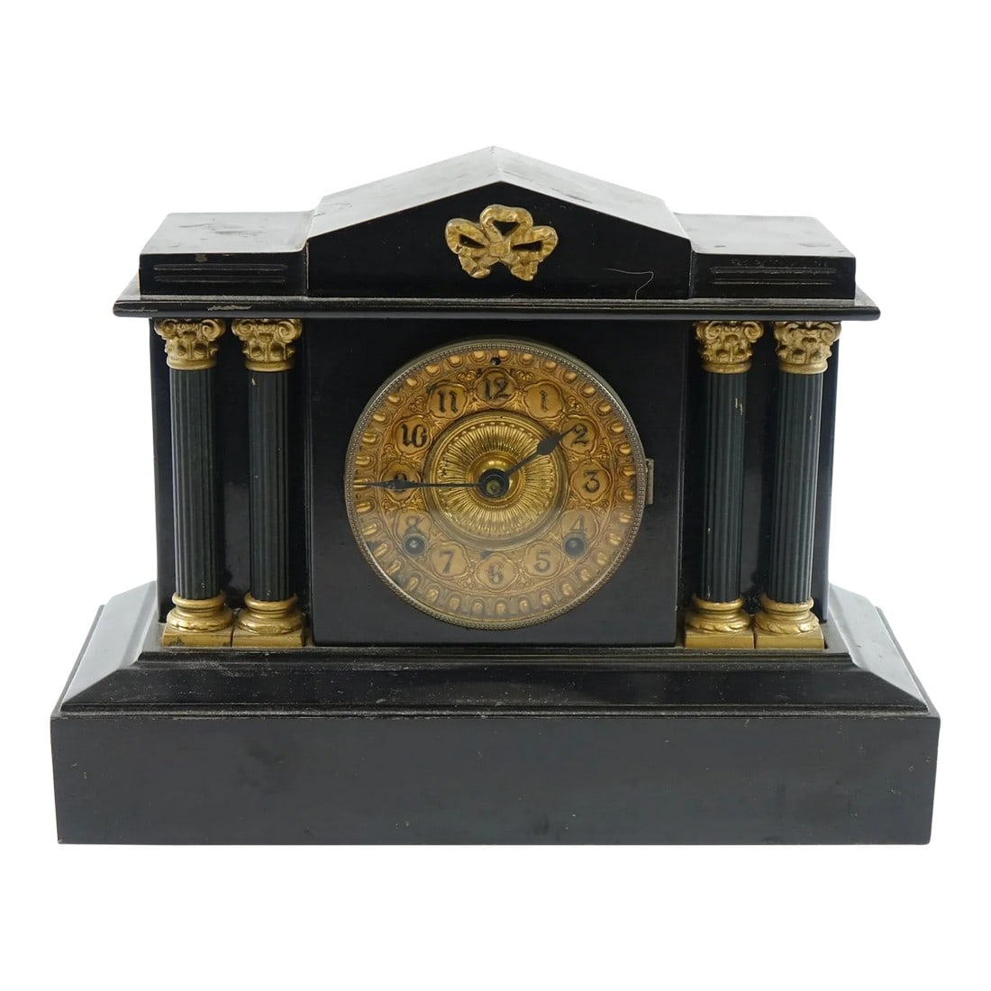 Late 19th Century Antique Mantel Clock by Ansonia Clock Co: Vintage Mantel Clock by Ansonia Clock Co - 15" x 6" x 11.5" Chairish sells clocks only with display as the intended use. The mechanical elements are not guaranteed to be in working order by Chairish.