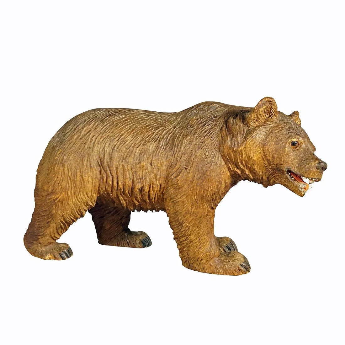 Wooden Statue of a Walking Bear Handcarved in Switzerland Ca.1930s - 7