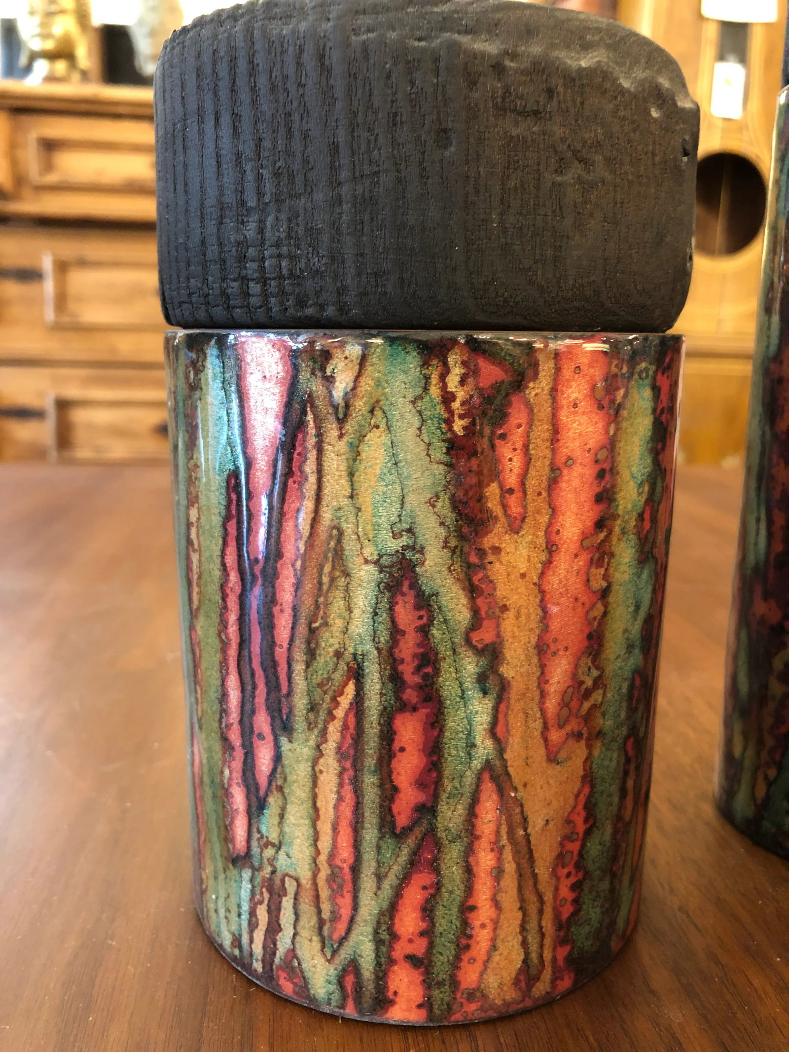 Artisan Hand Made Copper Glazed Cannisters Vessels -Set of 3 - 2