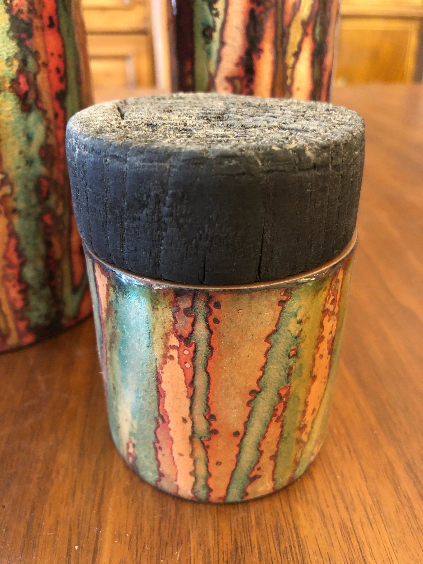 Artisan Hand Made Copper Glazed Cannisters Vessels -Set of 3 - 4