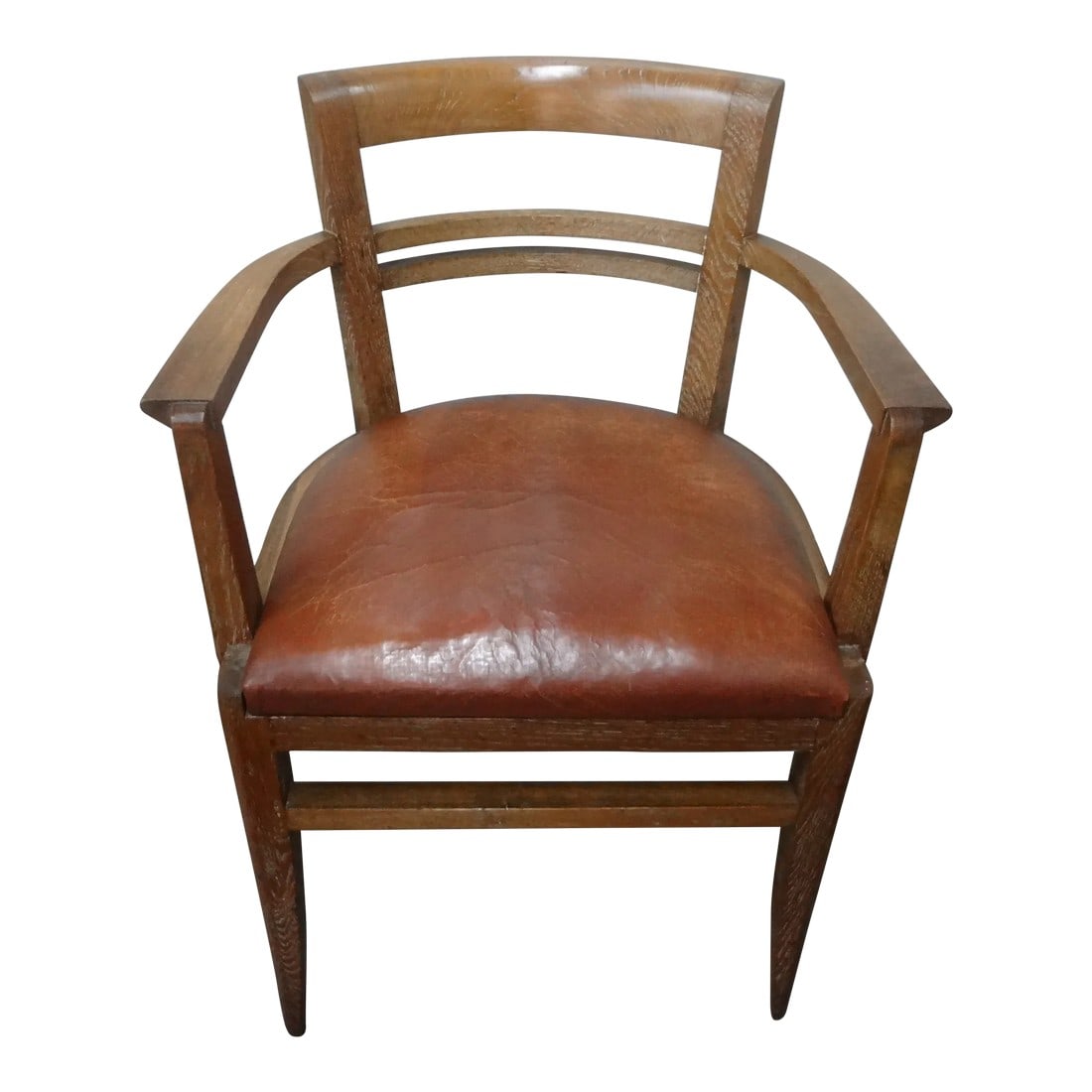 1930s French Art Deco Cerused Oak Desk Chair Attributed to Andre Sornay (1 of 8)