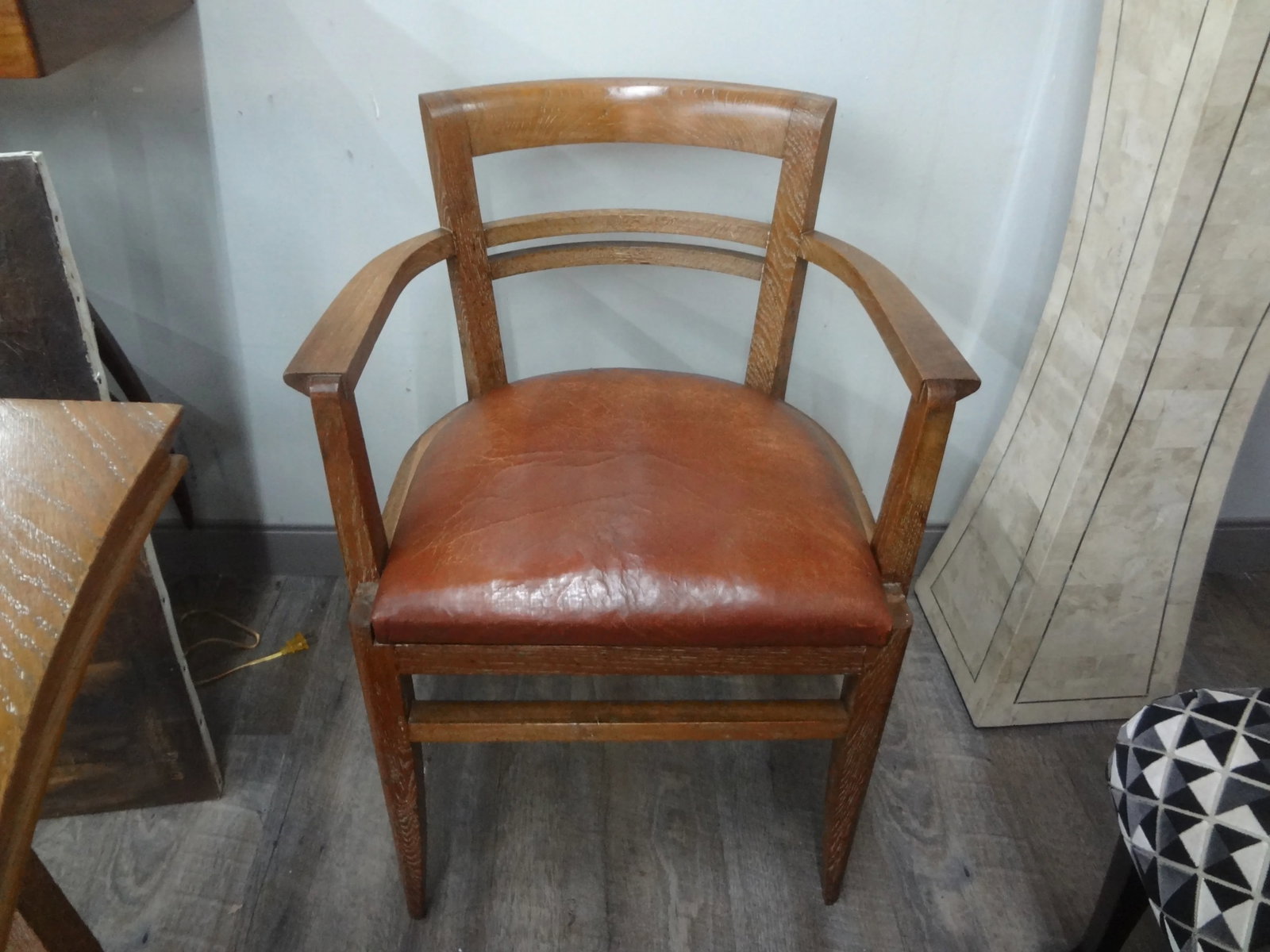 1930s French Art Deco Cerused Oak Desk Chair Attributed to Andre Sornay - 8