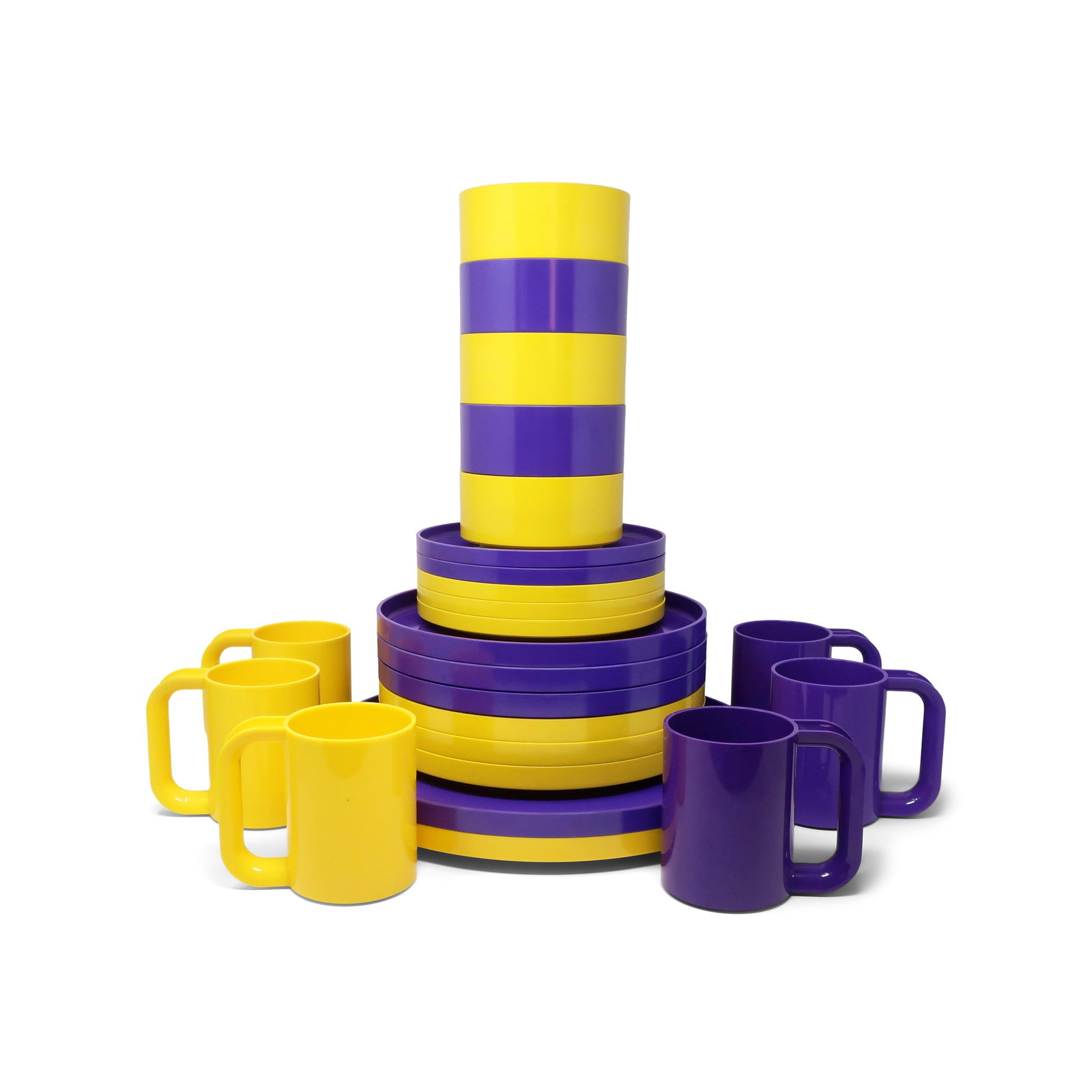 Purple and Yellow Dinnerware by Vignelli for Heller - Service for 6 - 2
