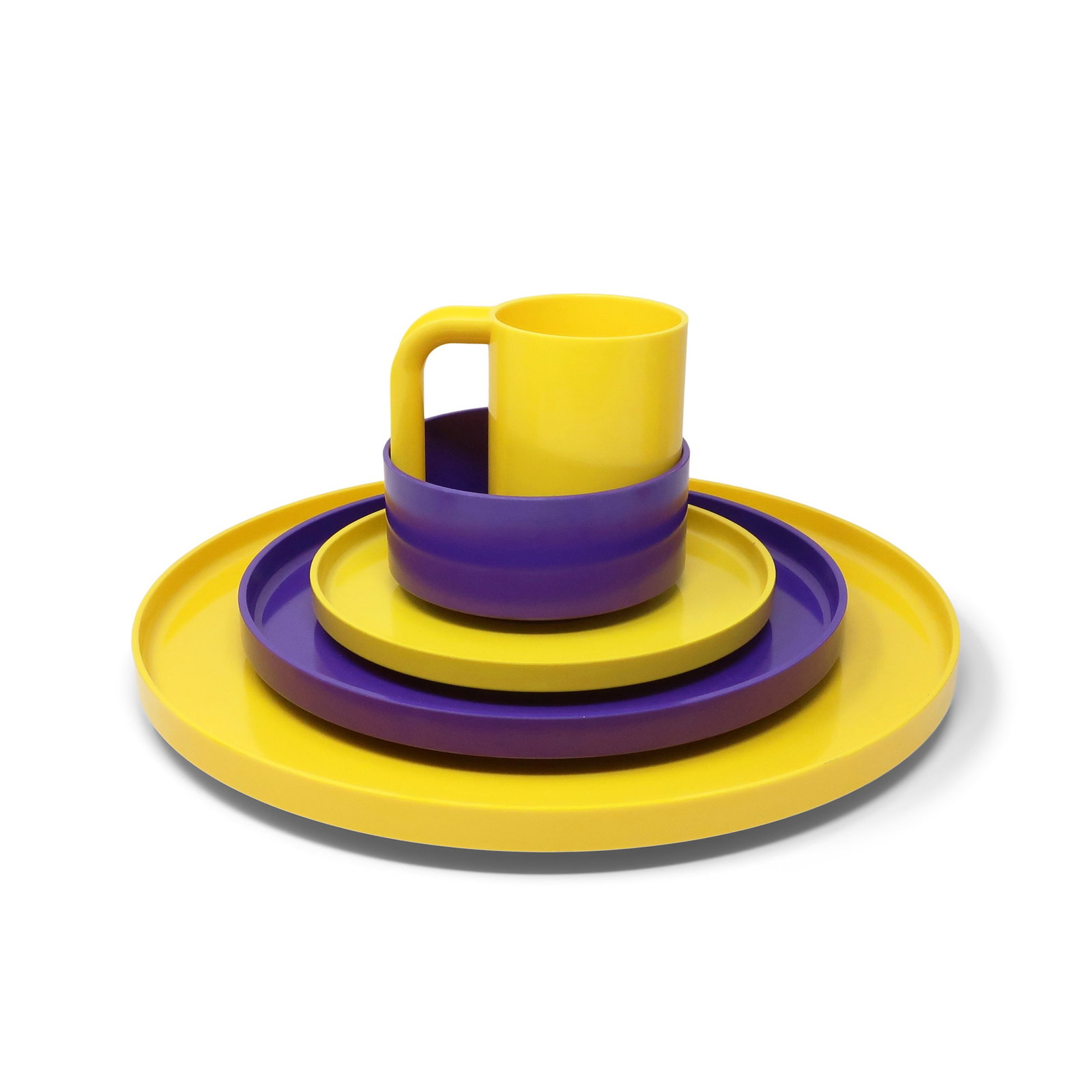Purple and Yellow Dinnerware by Vignelli for Heller - Service for 6 - 3