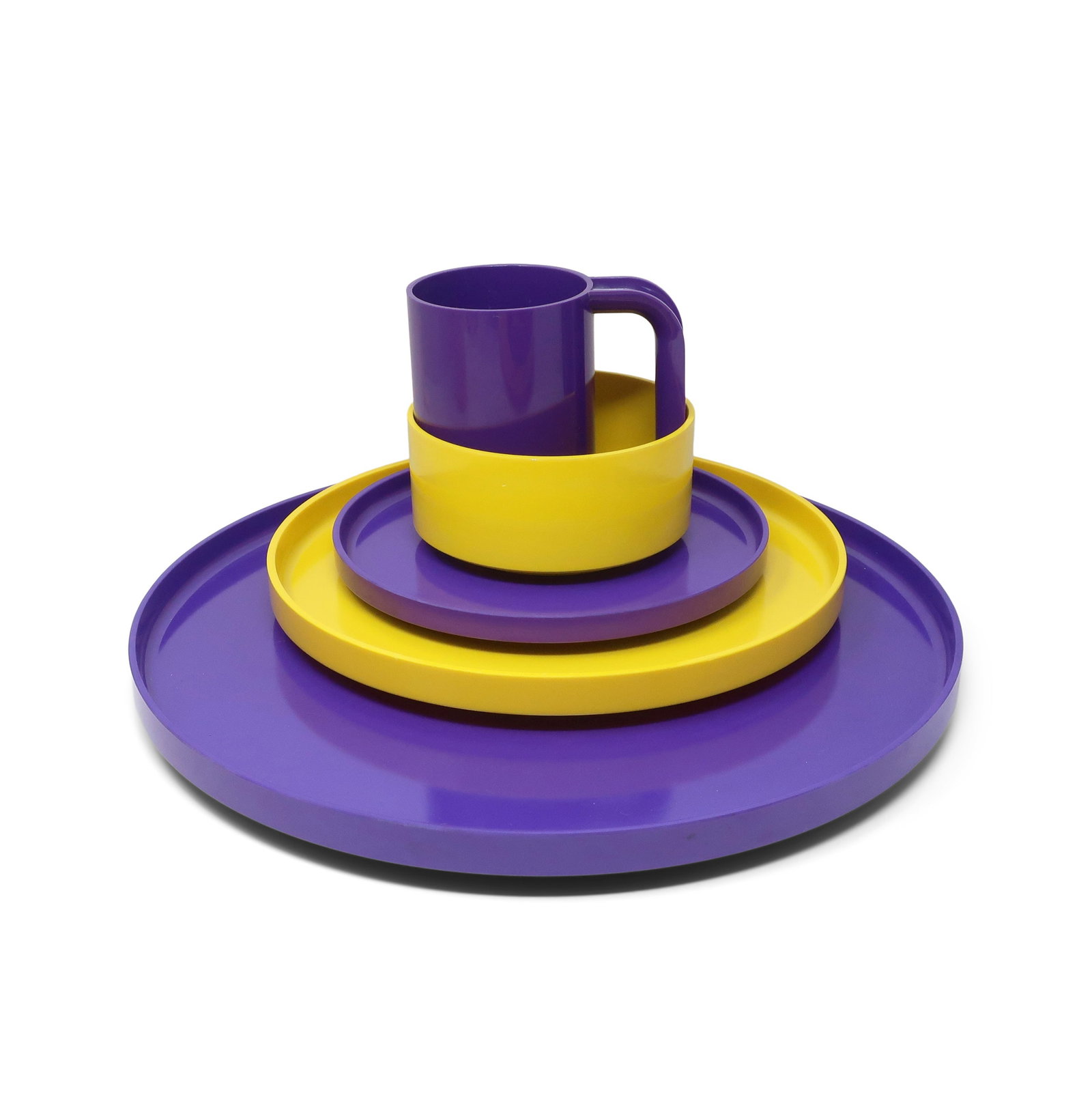 Purple and Yellow Dinnerware by Vignelli for Heller - Service for 6 - 4