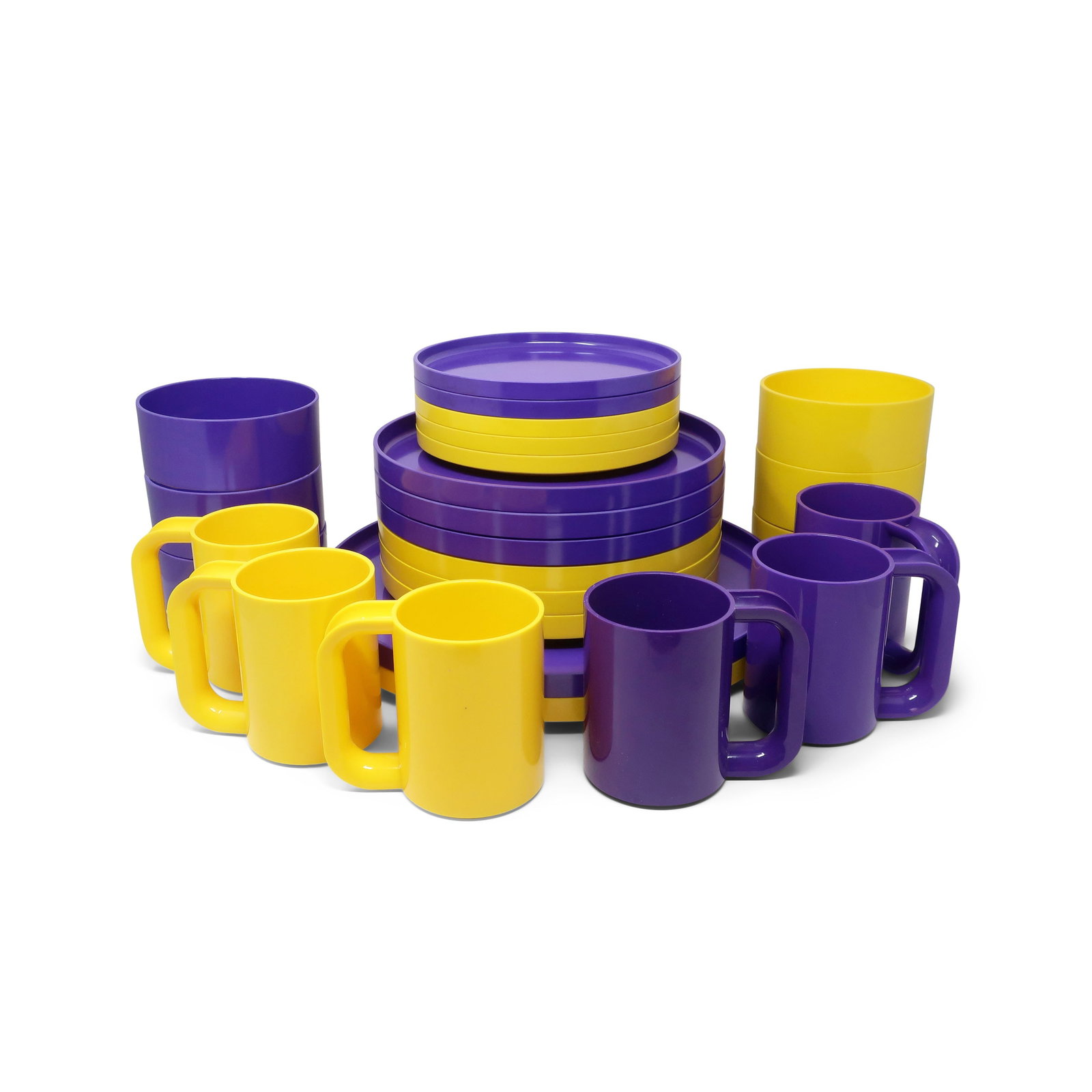 Purple and Yellow Dinnerware by Vignelli for Heller - Service for 6 - 5