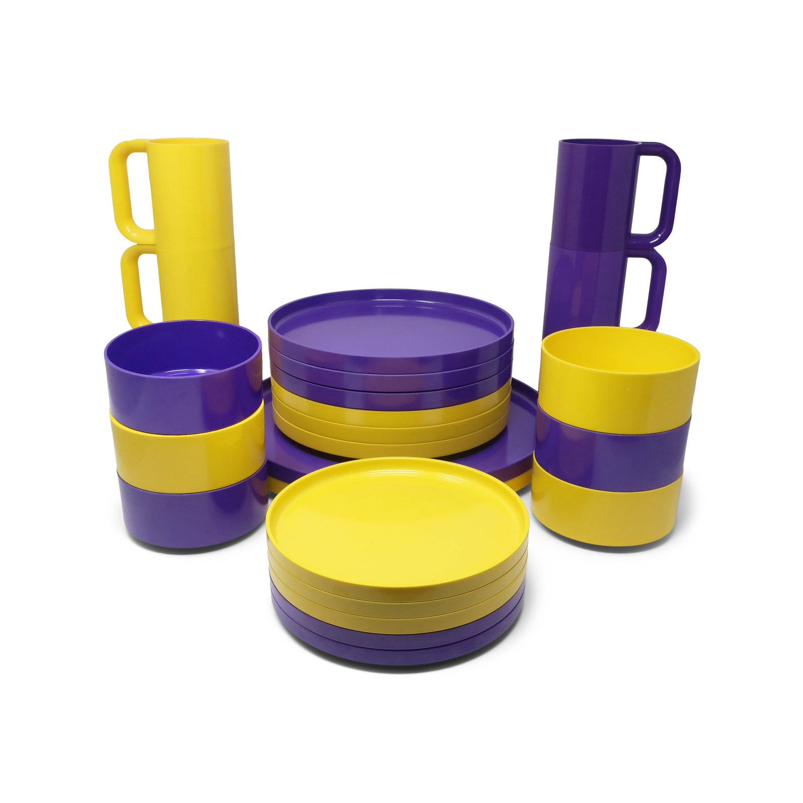 Purple and Yellow Dinnerware by Vignelli for Heller - Service for 6 - 6
