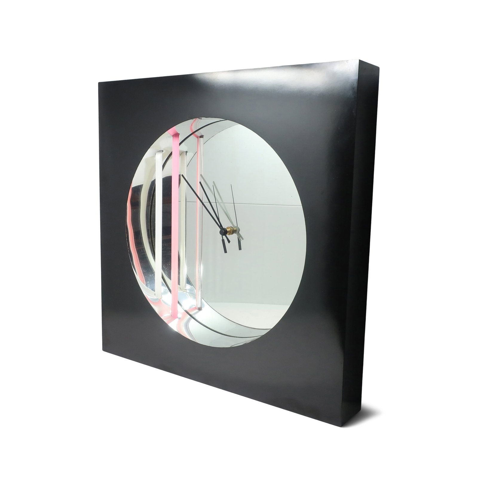 1980s Postmodern Mirror Wall Clock by Jon Gilmore for Accessory Art Studios - 2