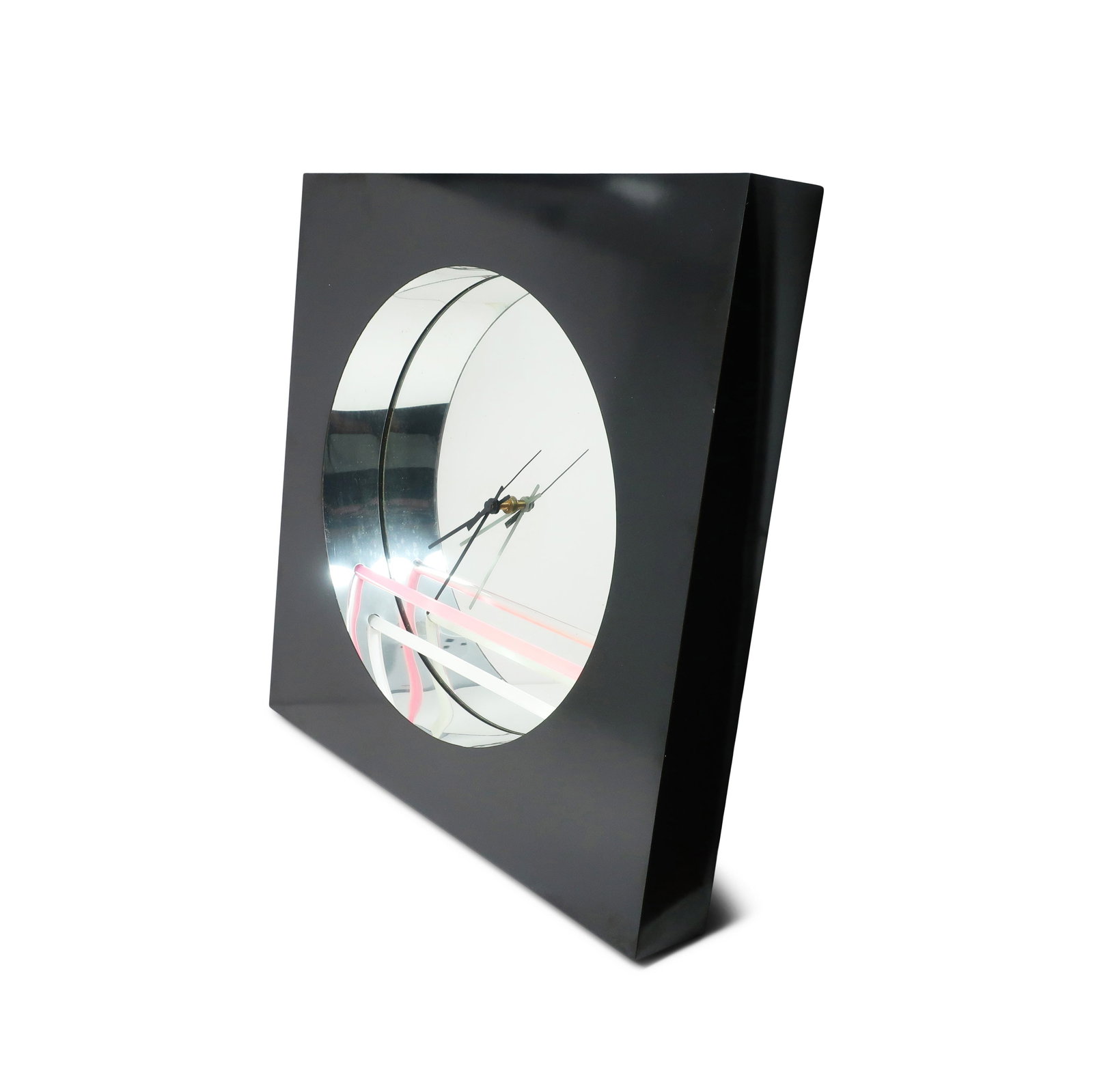 1980s Postmodern Mirror Wall Clock by Jon Gilmore for Accessory Art Studios - 3