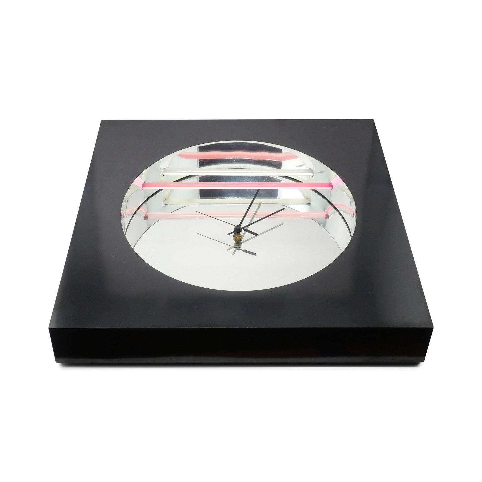 1980s Postmodern Mirror Wall Clock by Jon Gilmore for Accessory Art Studios - 4