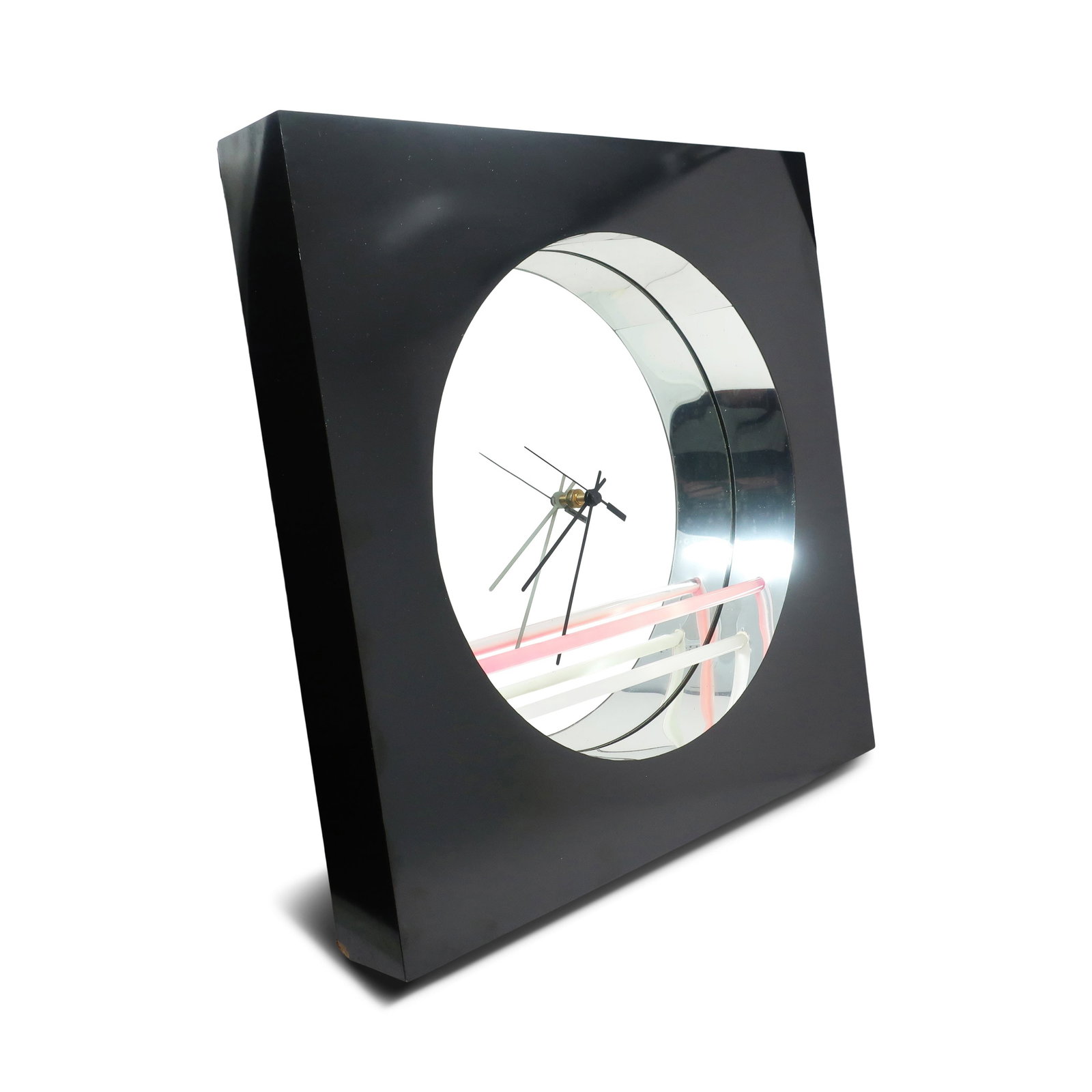 1980s Postmodern Mirror Wall Clock by Jon Gilmore for Accessory Art Studios - 5