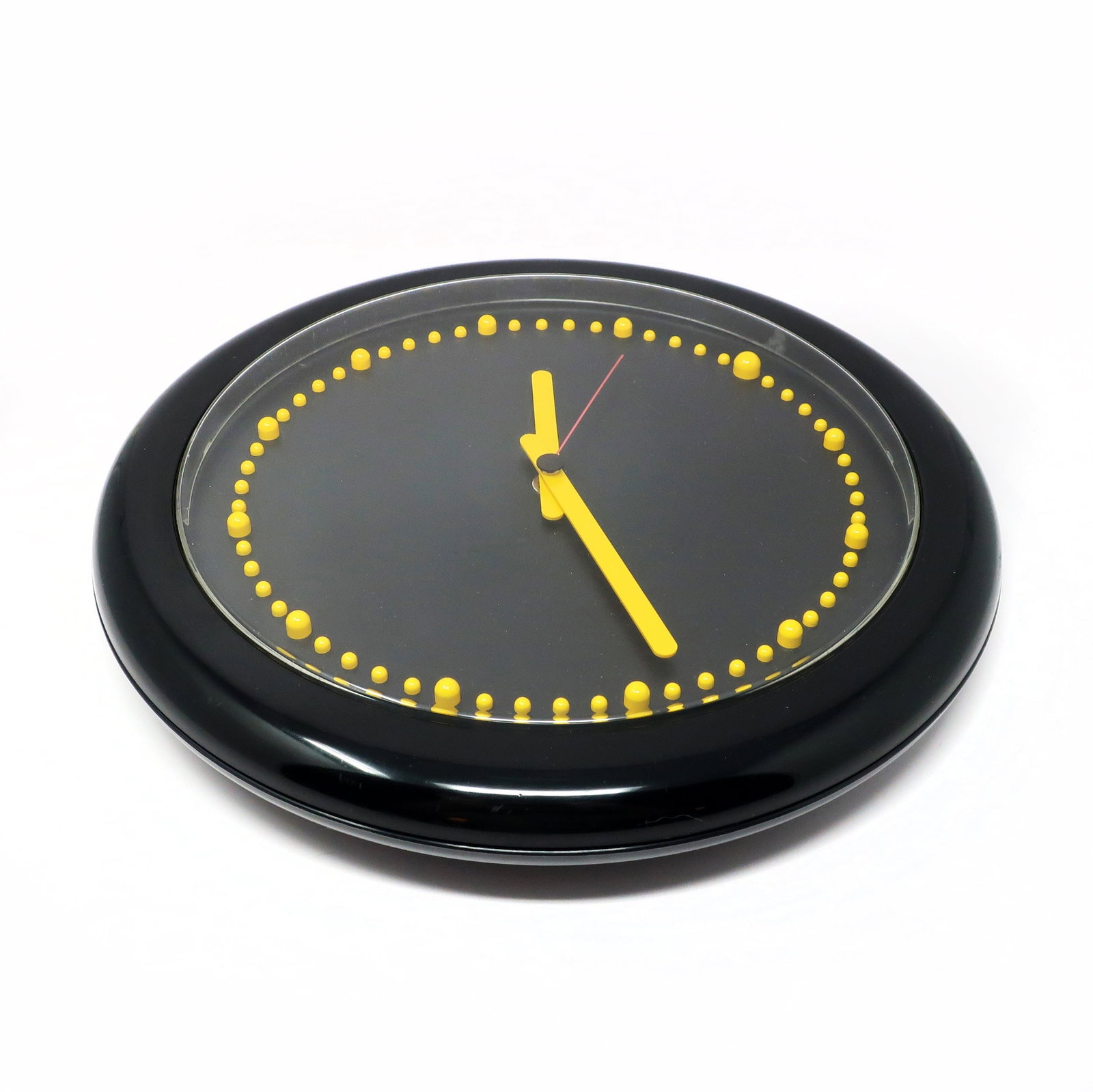 1980s Postmodern Black and Yellow Rexite Zero 980 Wall Clock - 2