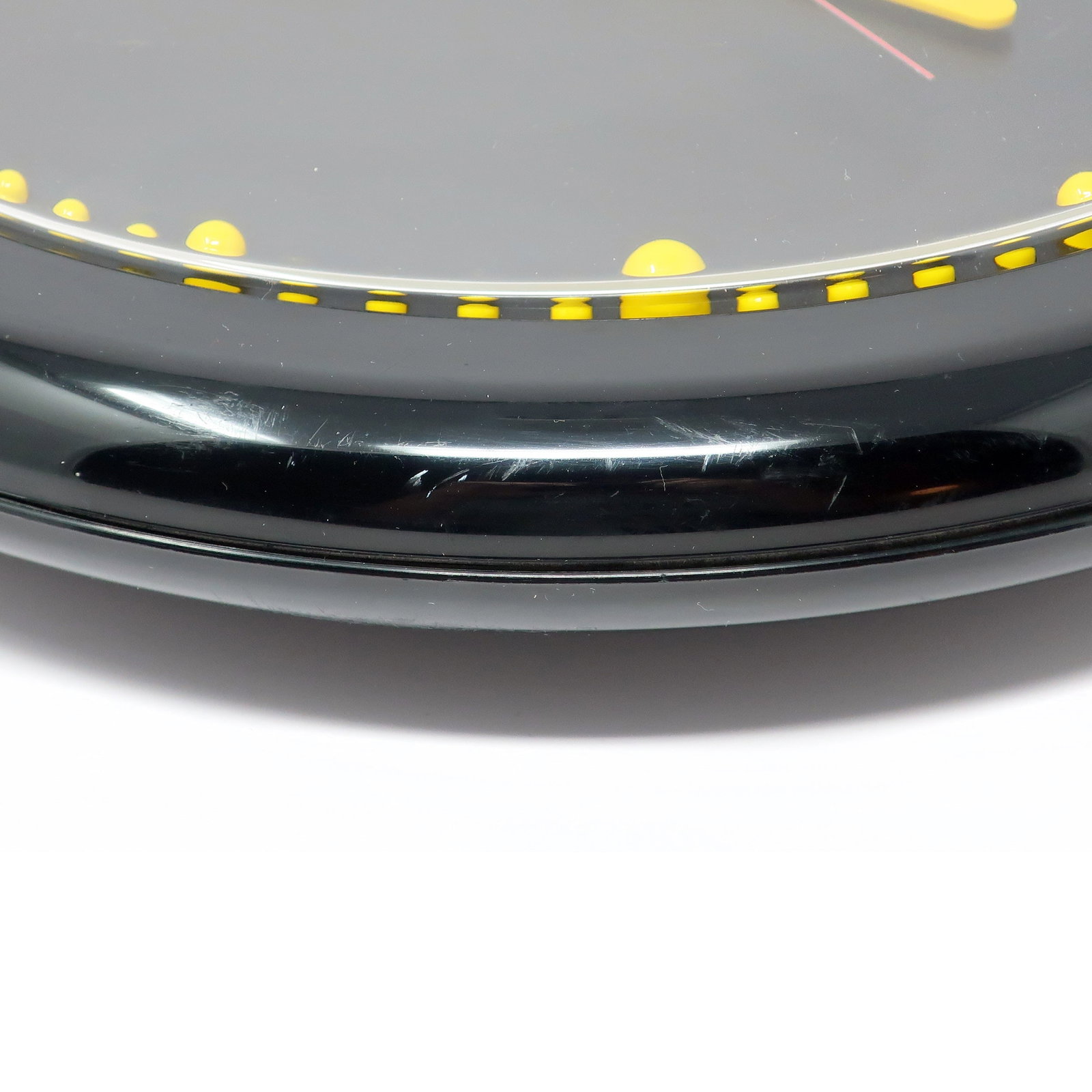 1980s Postmodern Black and Yellow Rexite Zero 980 Wall Clock - 4