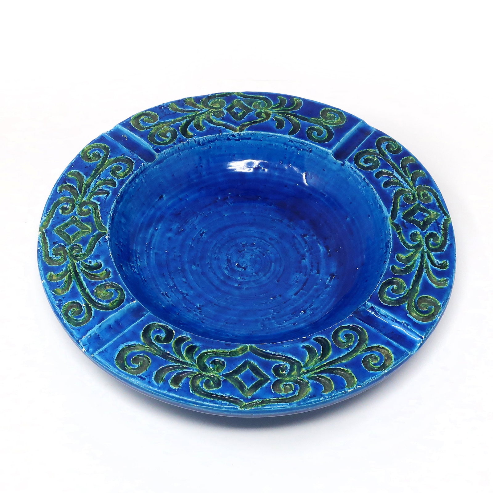 Vintage Large Blue Italian Ceramic Ashtray - 2