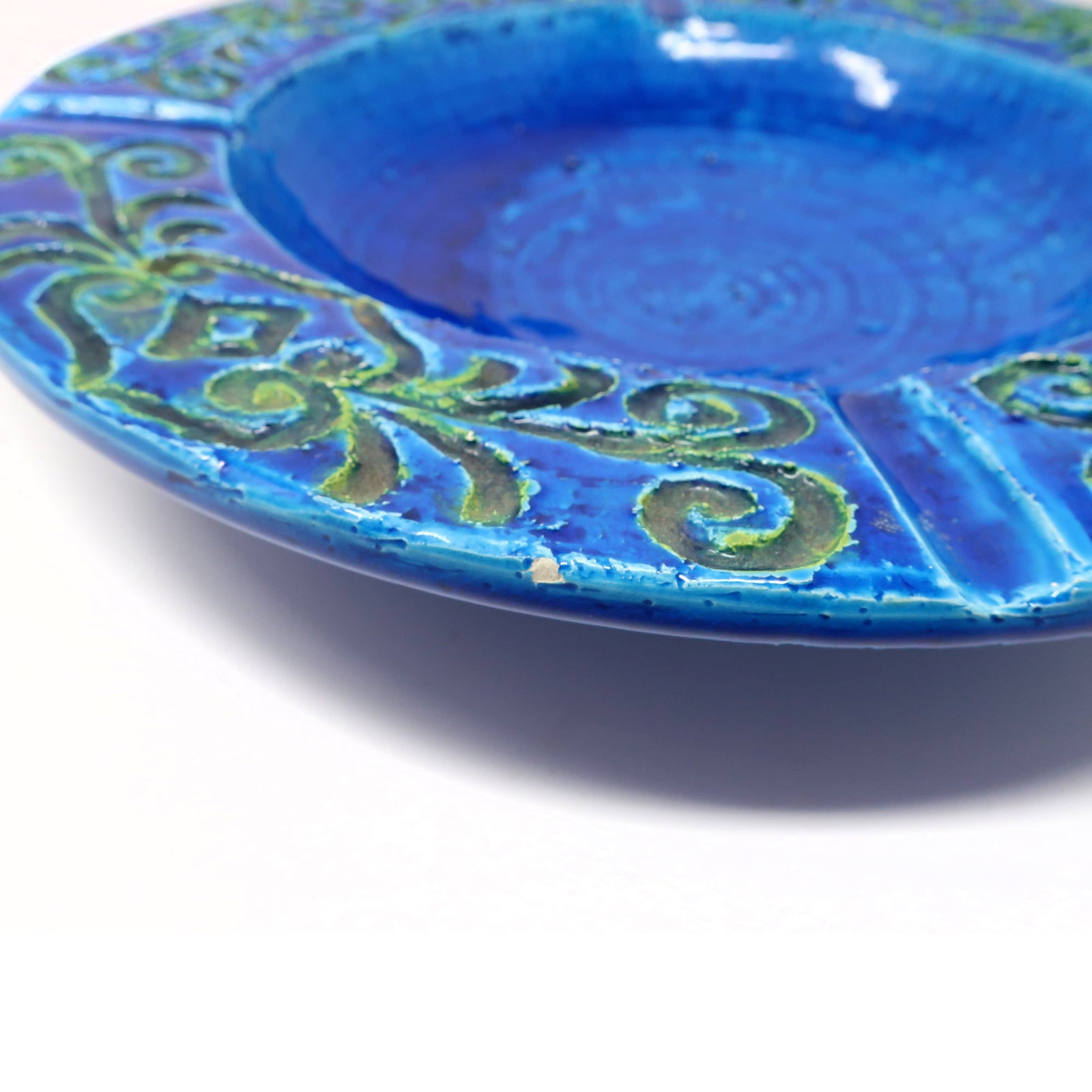 Vintage Large Blue Italian Ceramic Ashtray - 5