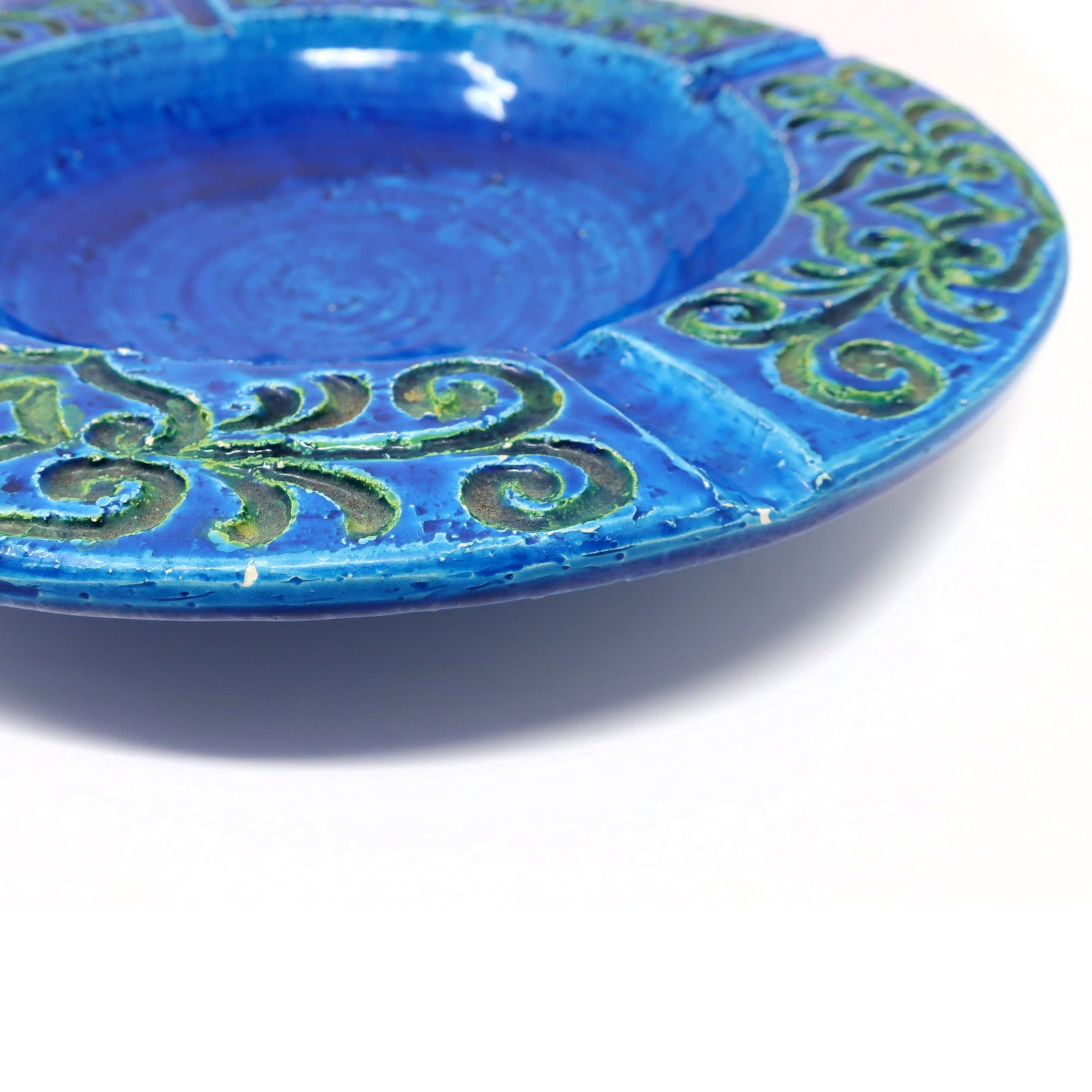 Vintage Large Blue Italian Ceramic Ashtray - 7