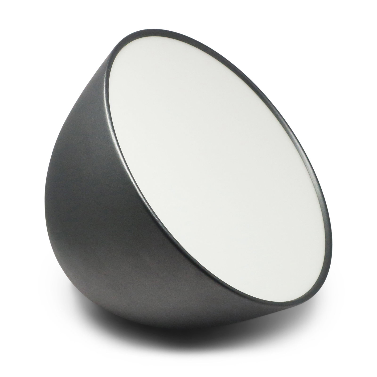 Anthracite Grey Nur Ceiling Lamp by Ernesto Gismondi for Artemide: Designed by Ernesto Gismondi (1931-2020), the founder of Artemide, the Nur has the geometric lines of a perfect parabola, provides indirect diffused light, and casts a subtle halo on the ceiling when 