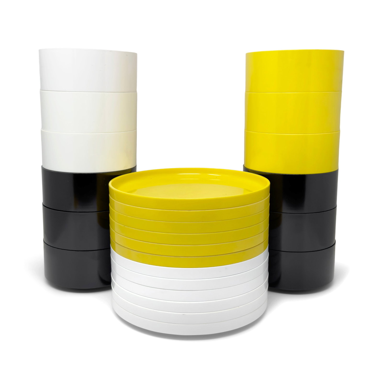 Black, White and Yellow Massimo Vignelli for Heller Dishes - Set of 24 - 2
