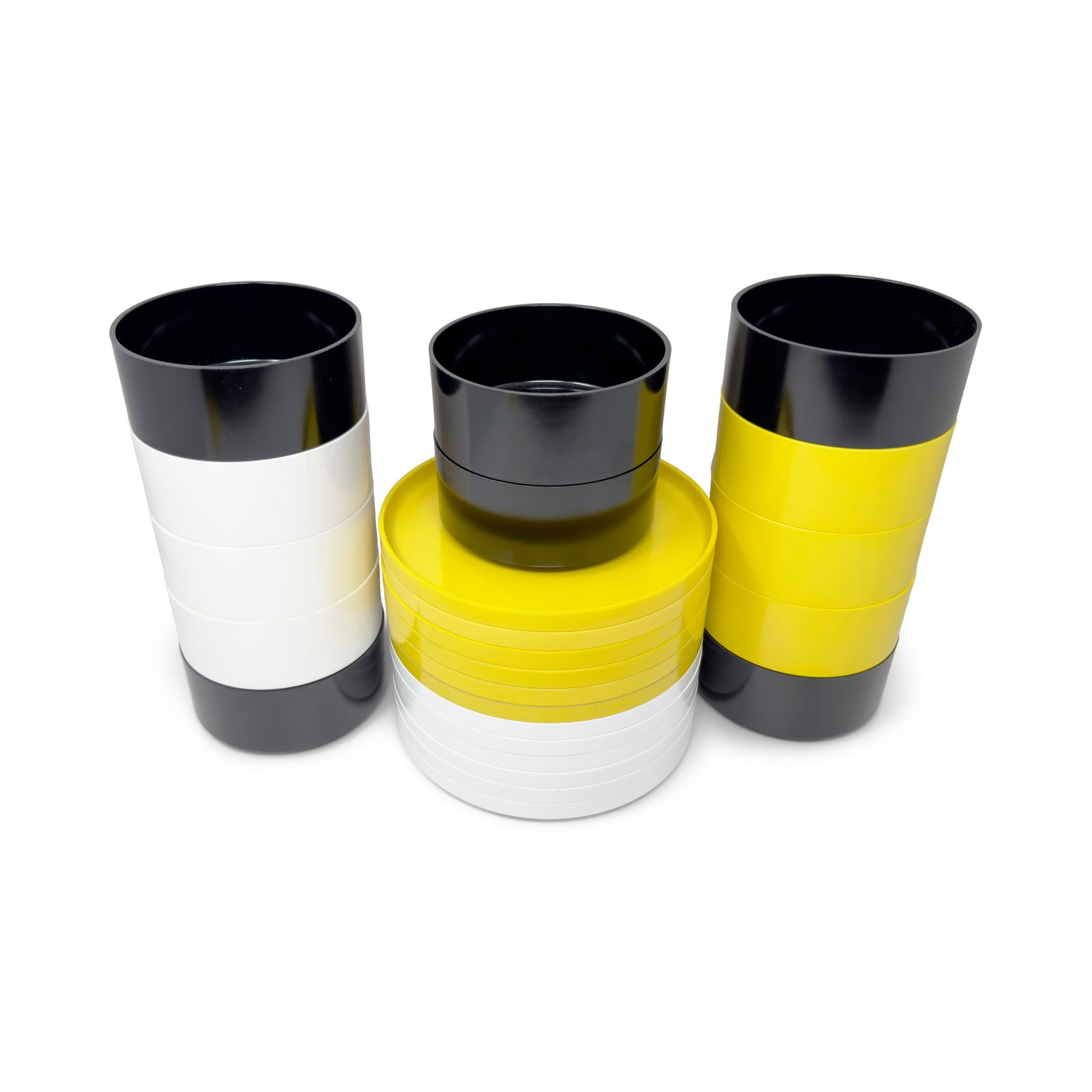 Black, White and Yellow Massimo Vignelli for Heller Dishes - Set of 24 - 3
