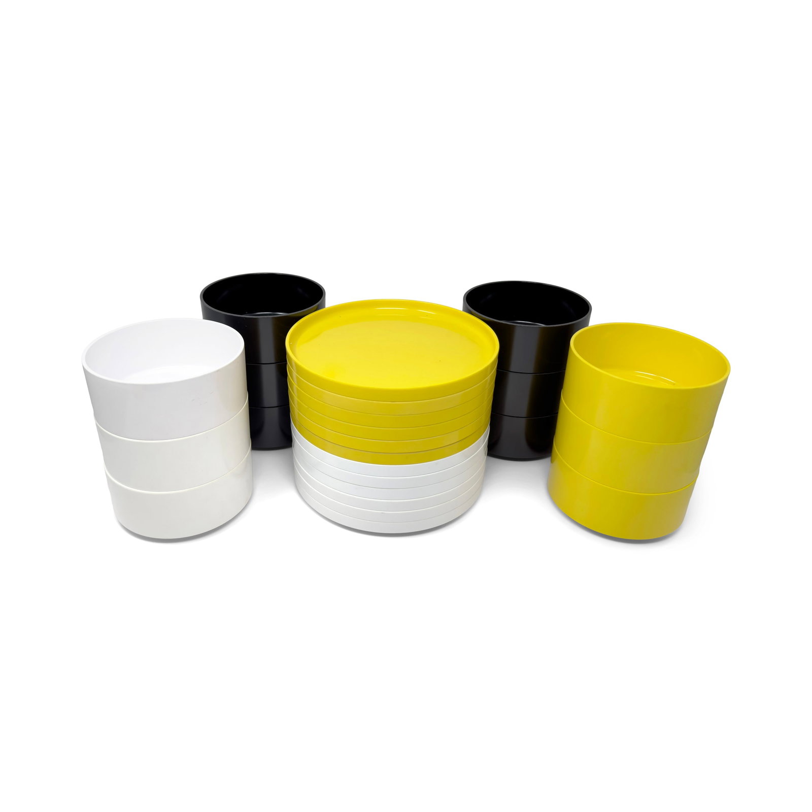 Black, White and Yellow Massimo Vignelli for Heller Dishes - Set of 24 - 4