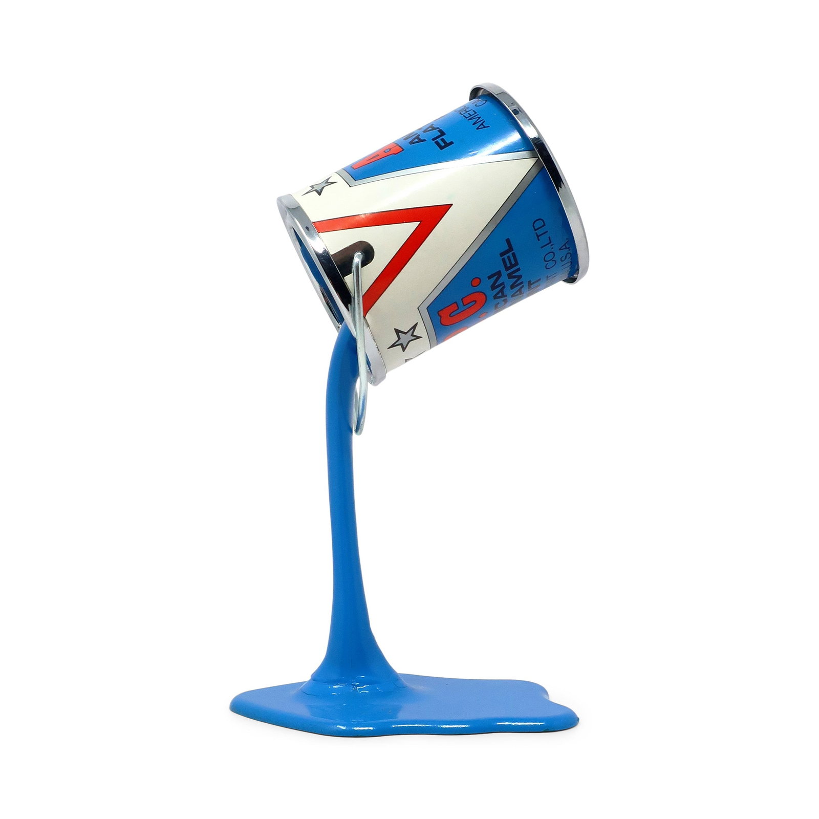 Vintage Blue Pop Art APC Pouring Paint Can Bank - 4