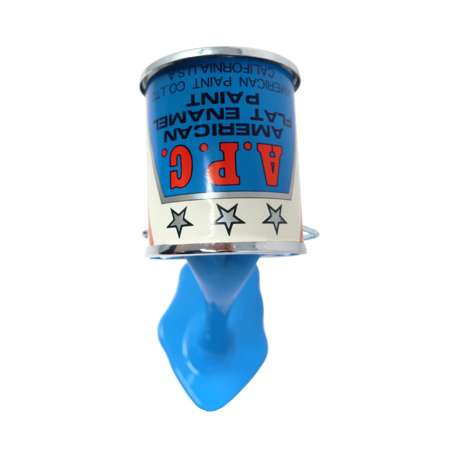 Vintage Blue Pop Art APC Pouring Paint Can Bank - 5
