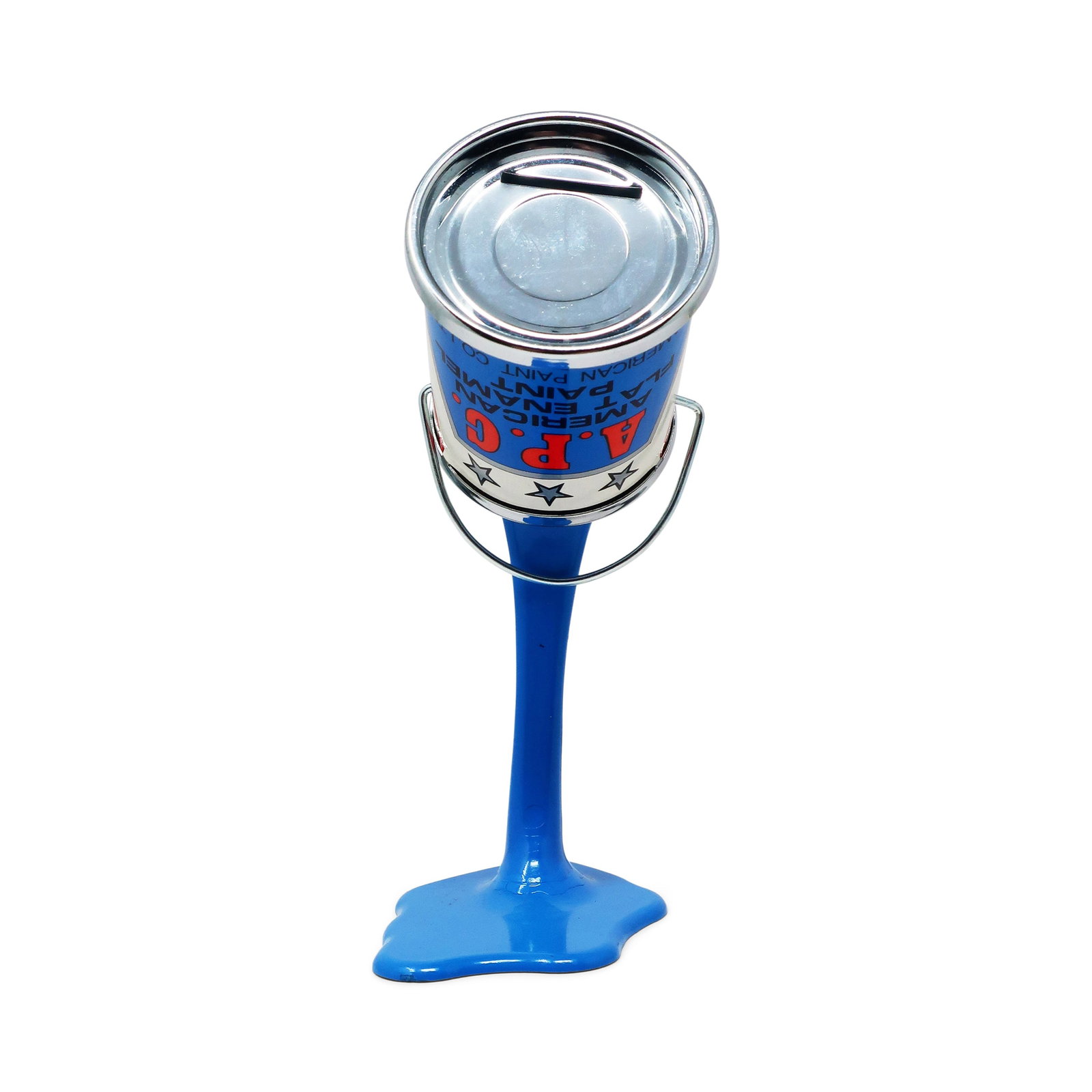 Vintage Blue Pop Art APC Pouring Paint Can Bank - 6